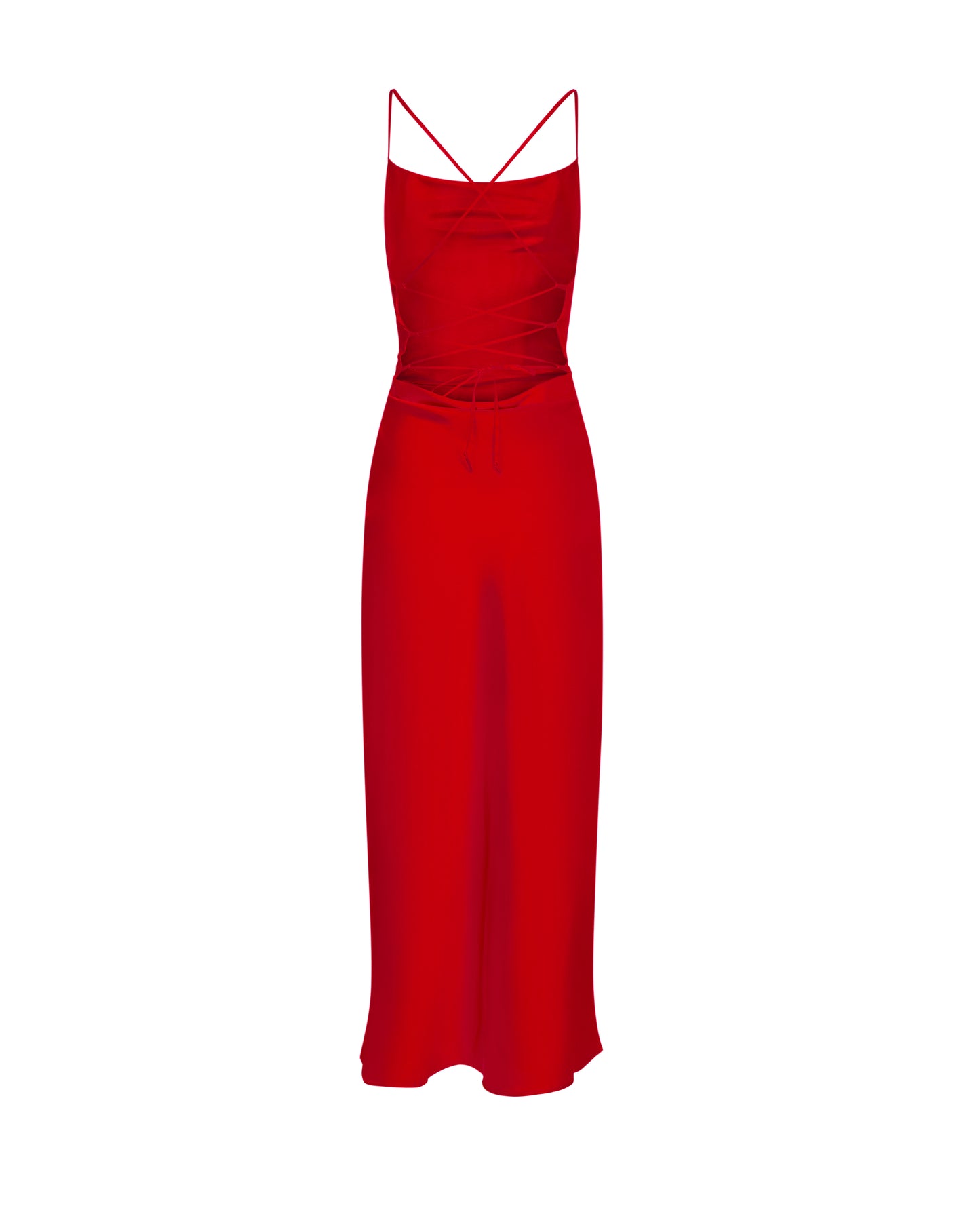 Red maxi slip dress