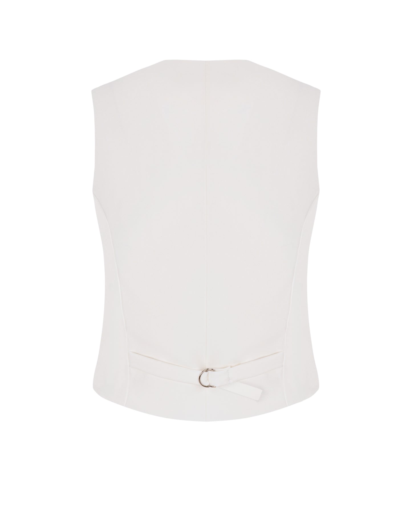 Women’s white vest with adjustable back and button placket