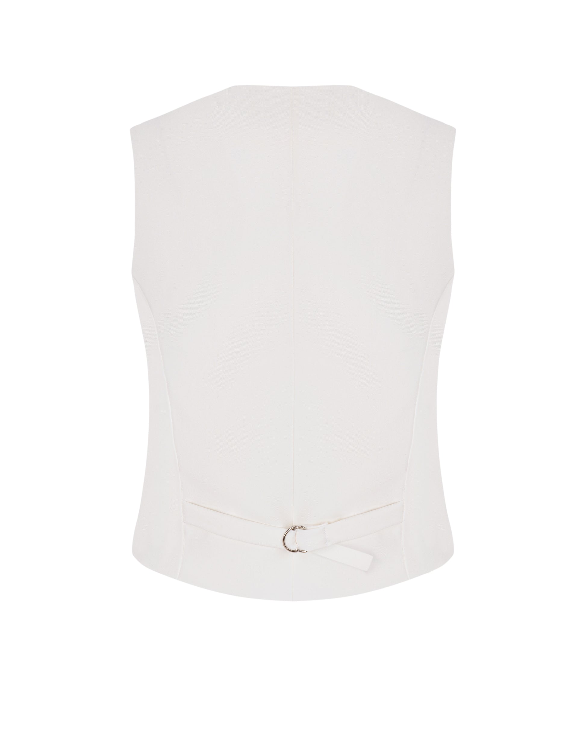Women’s white vest with adjustable back and button placket