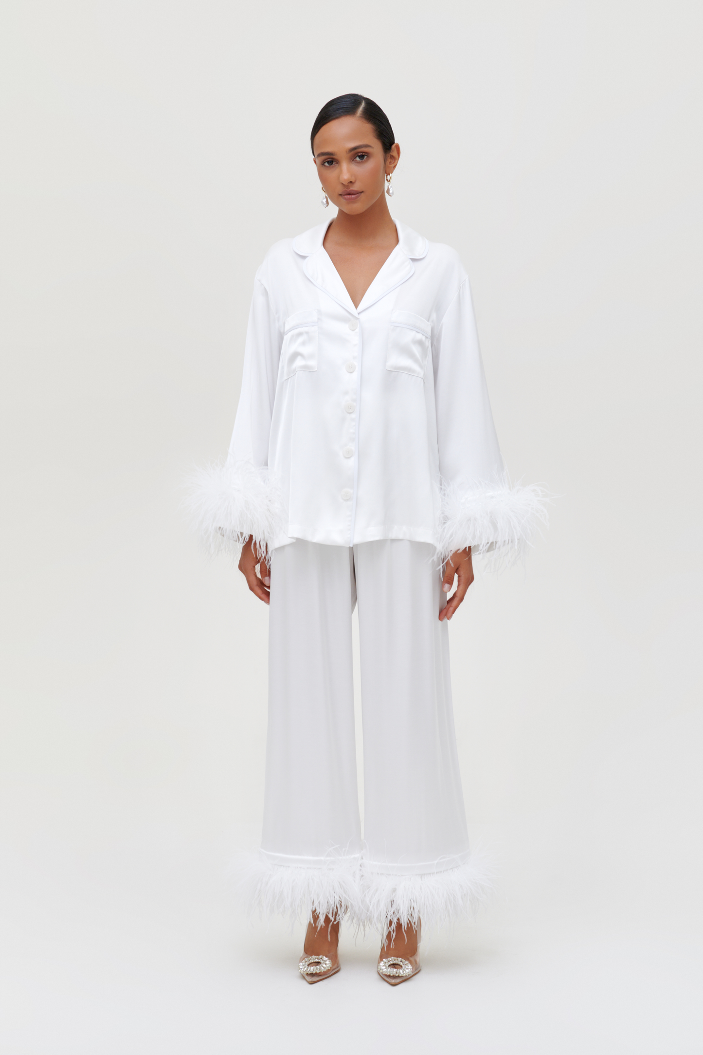 White feather pajamas