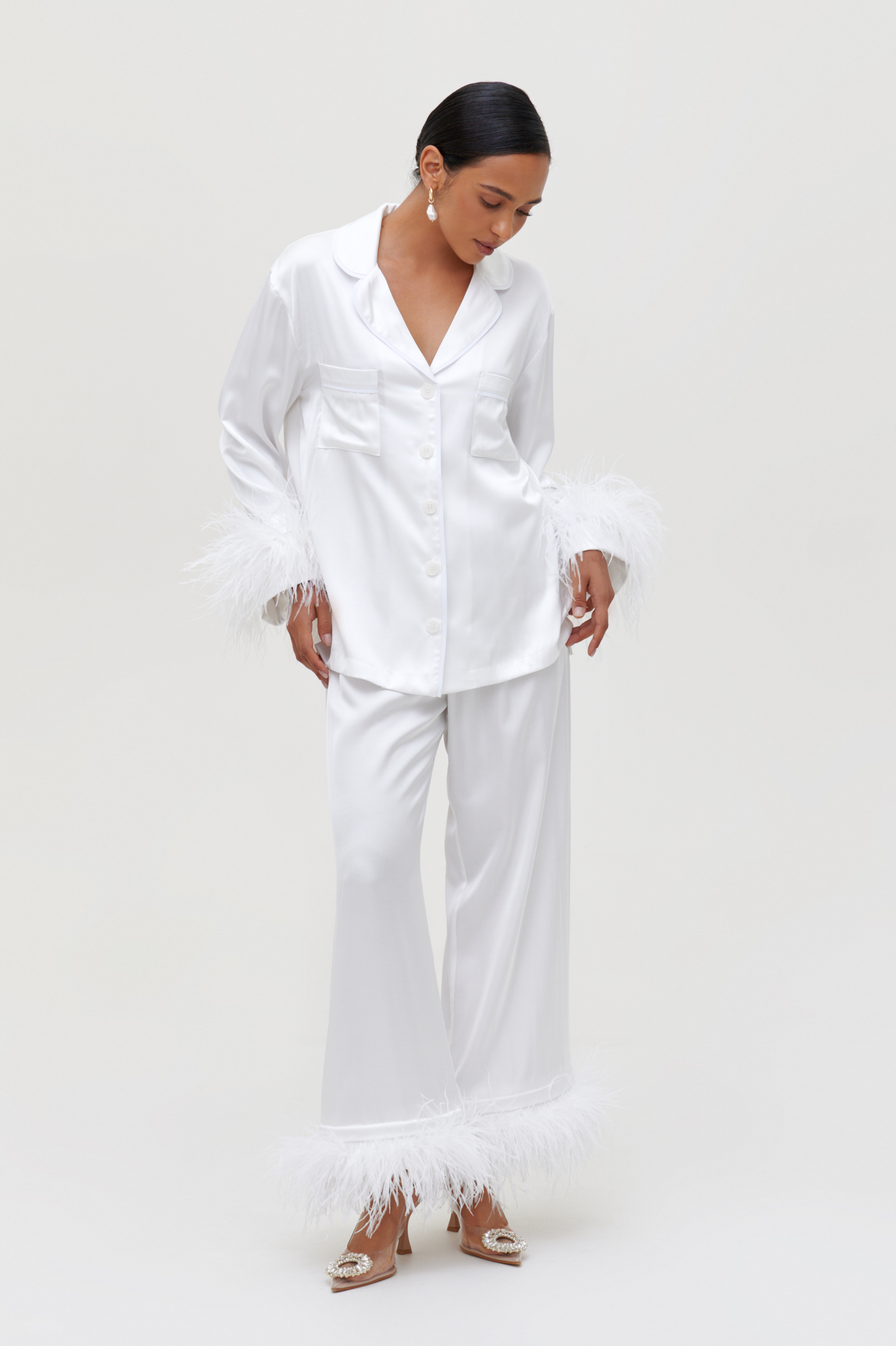 White feather pajamas
