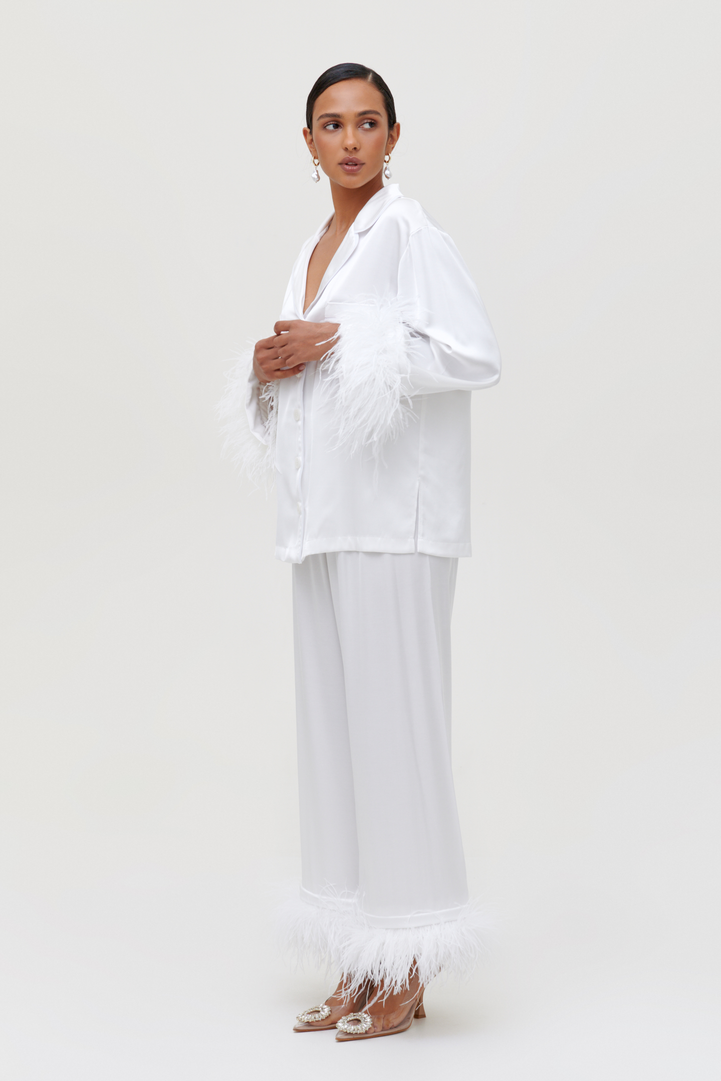 White feather pajamas