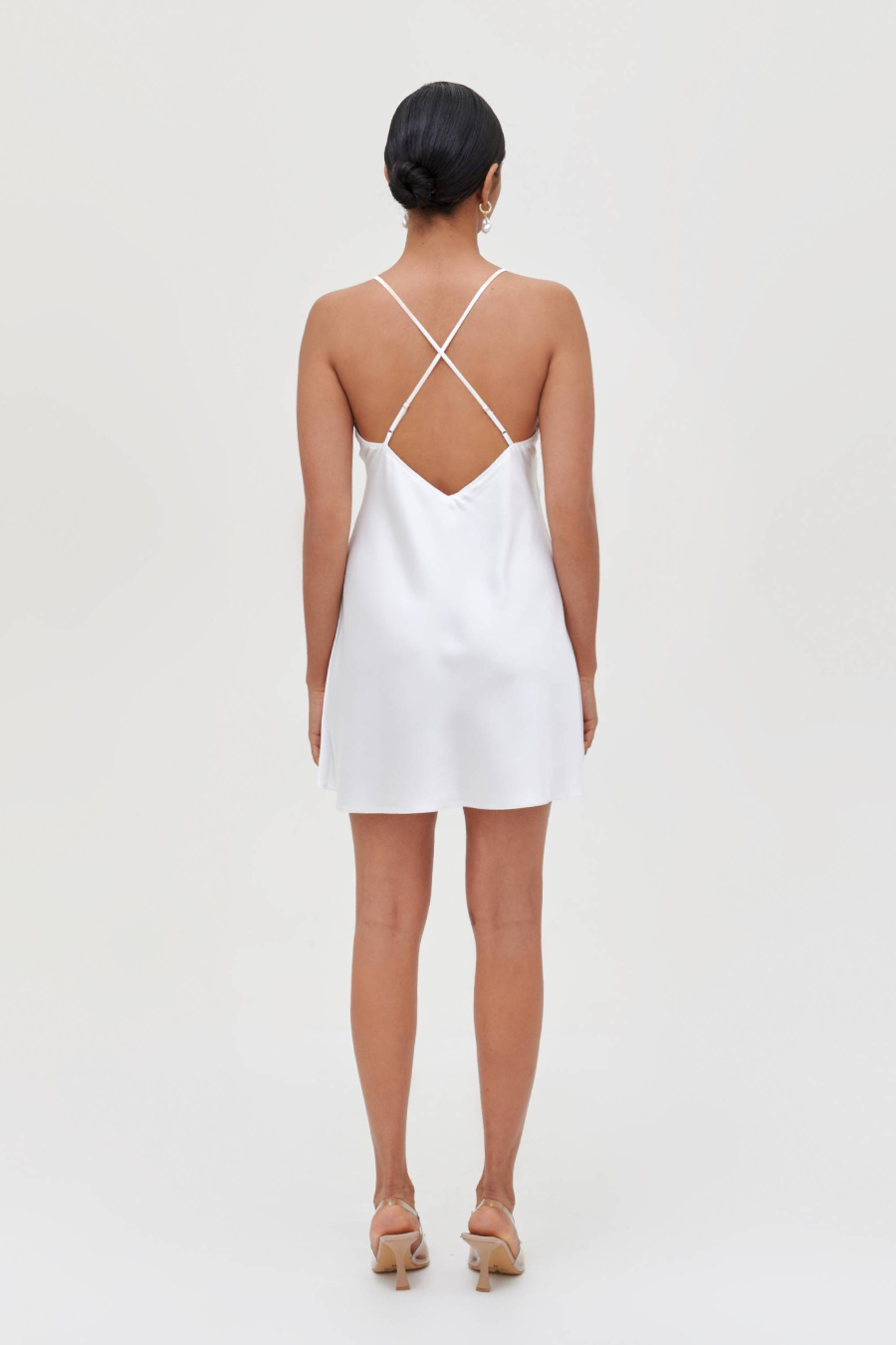 White pearl mini dress
