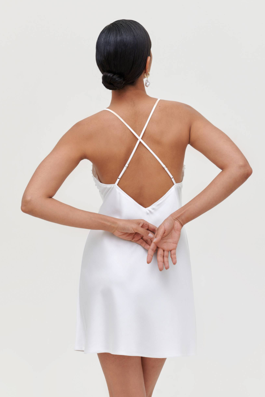 White pearl mini dress