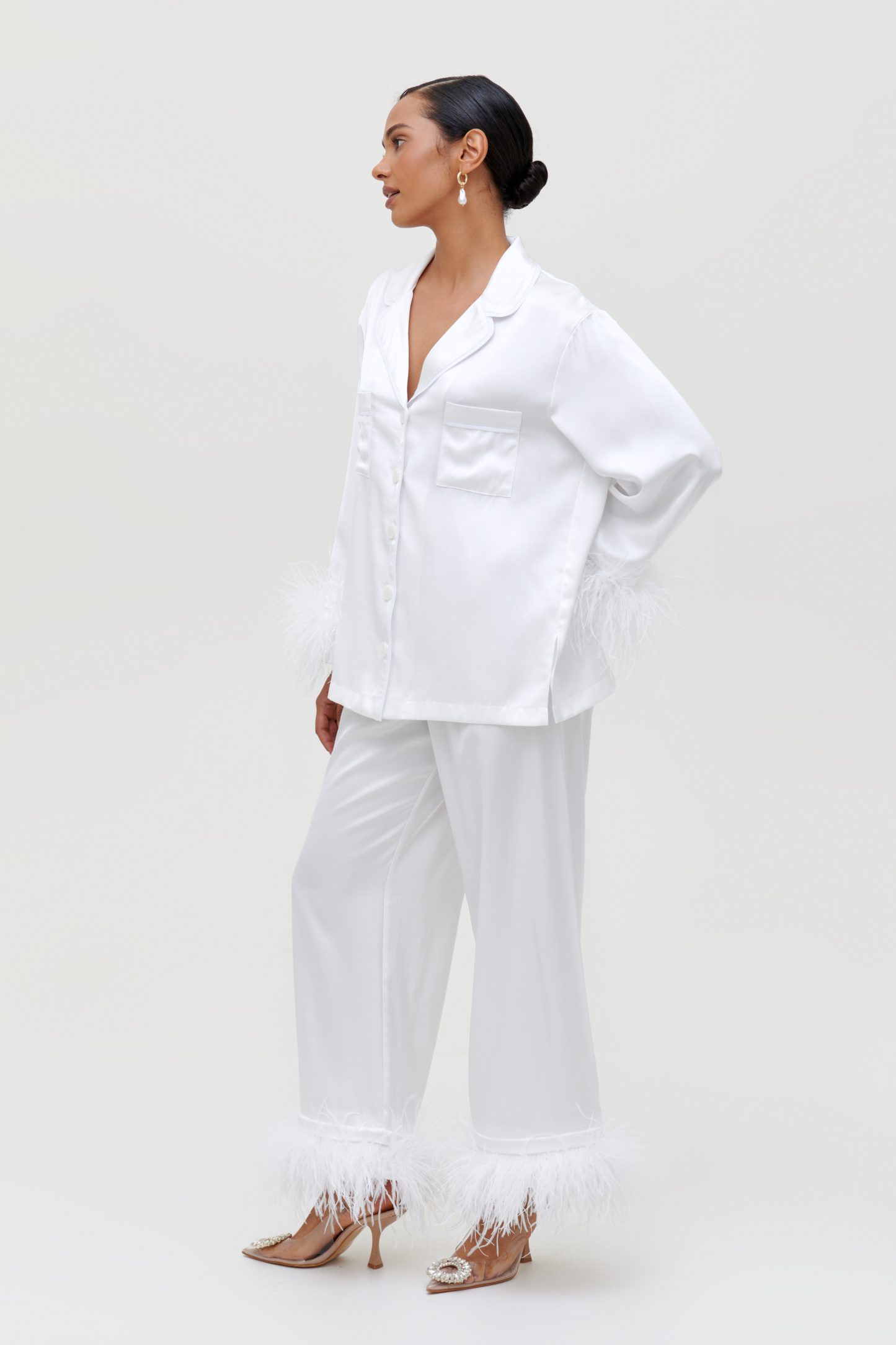 White feather pajamas