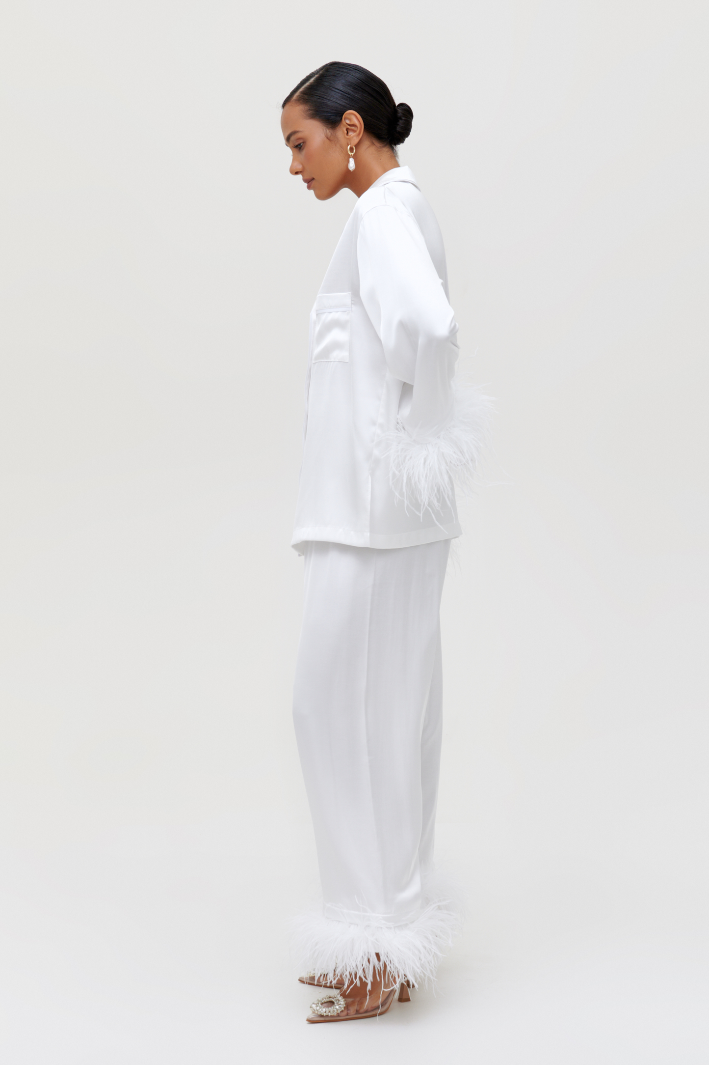 White feather pajamas