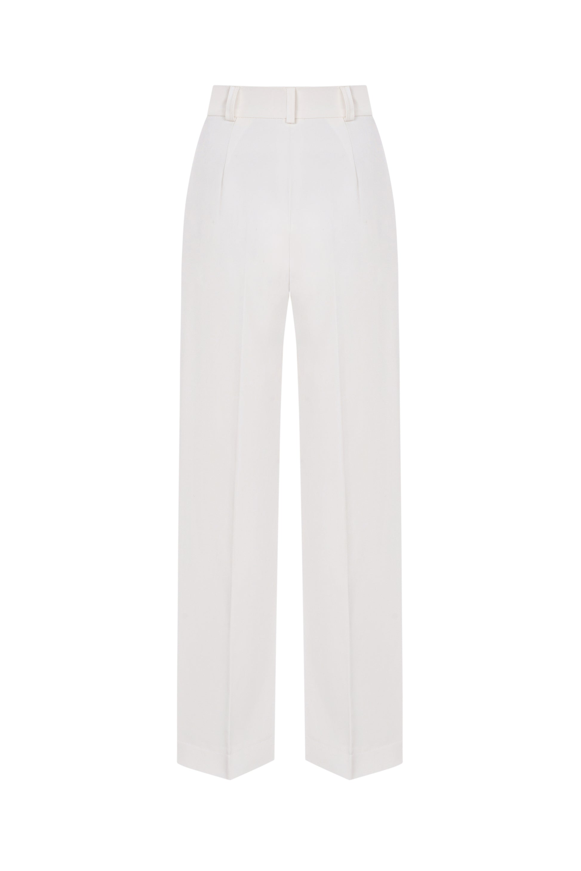white palazzo pants back view wide leg