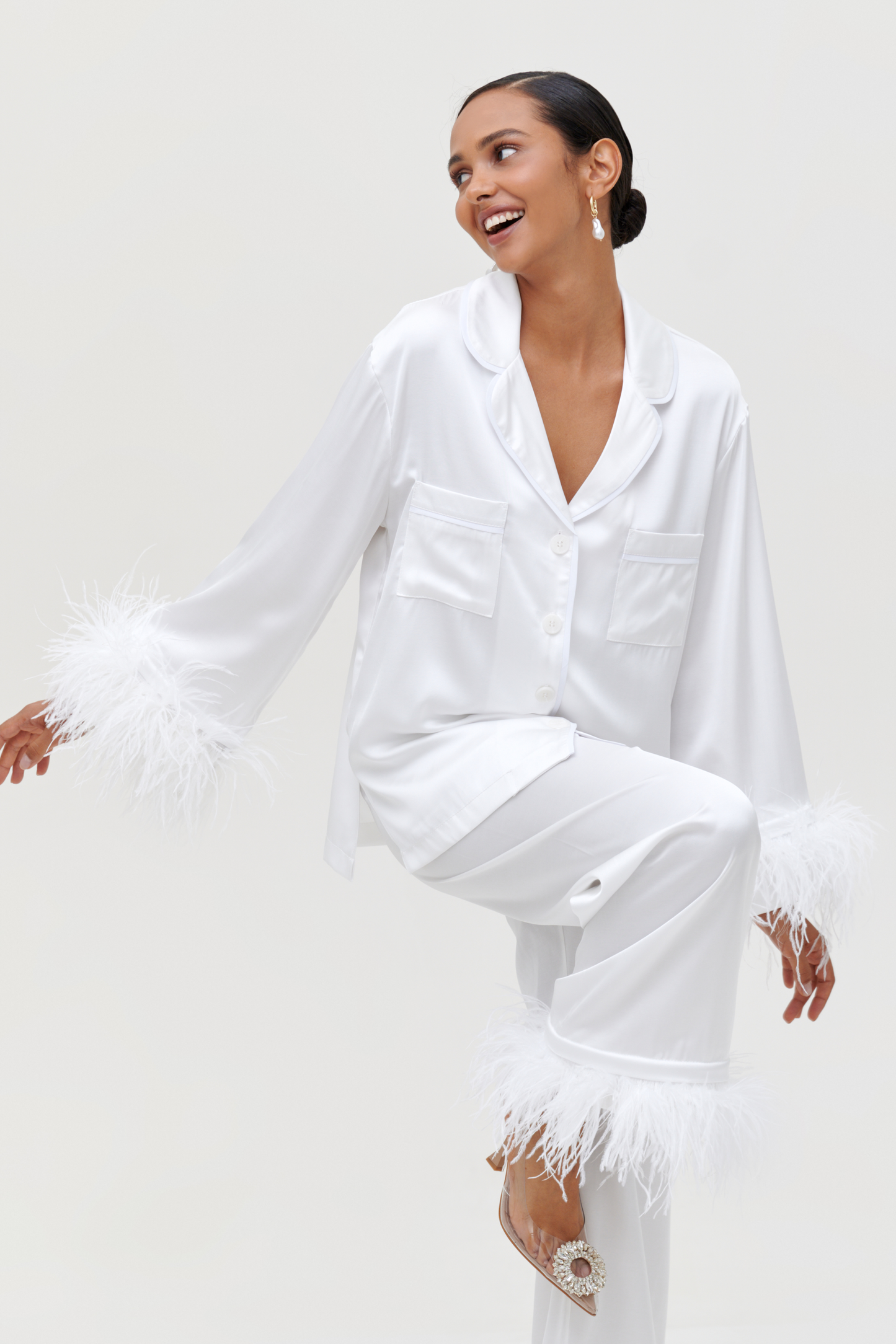 White feather pajamas