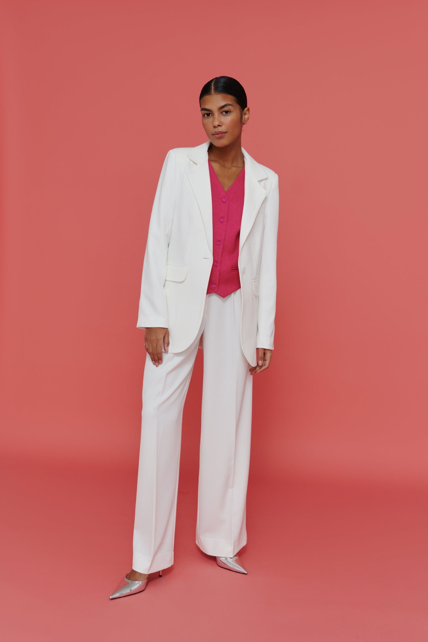 White Palazzo Pants – High Rise Wide Leg Trousers with Pockets