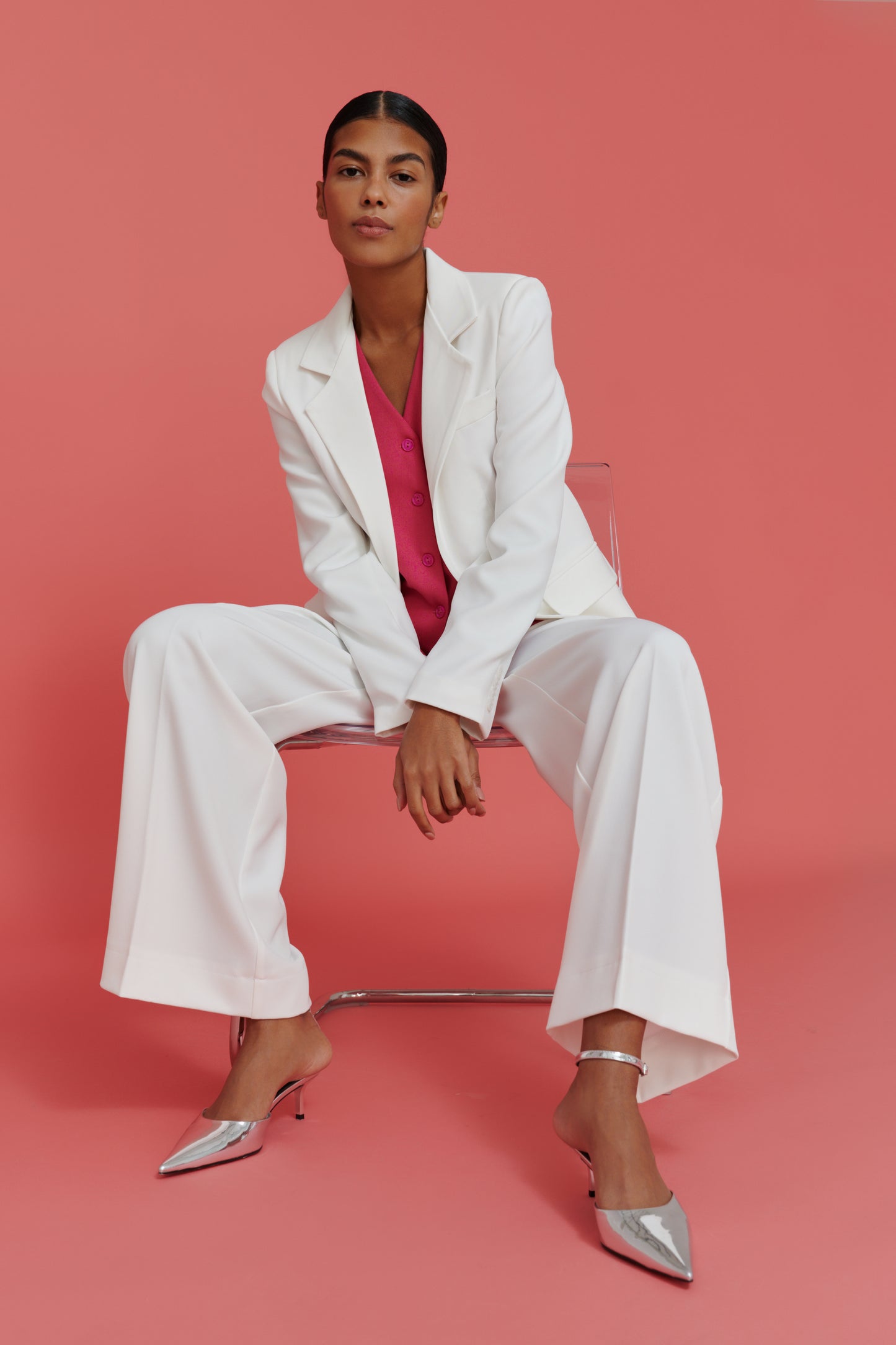 White Palazzo Pants – High Rise Wide Leg Trousers with Pockets