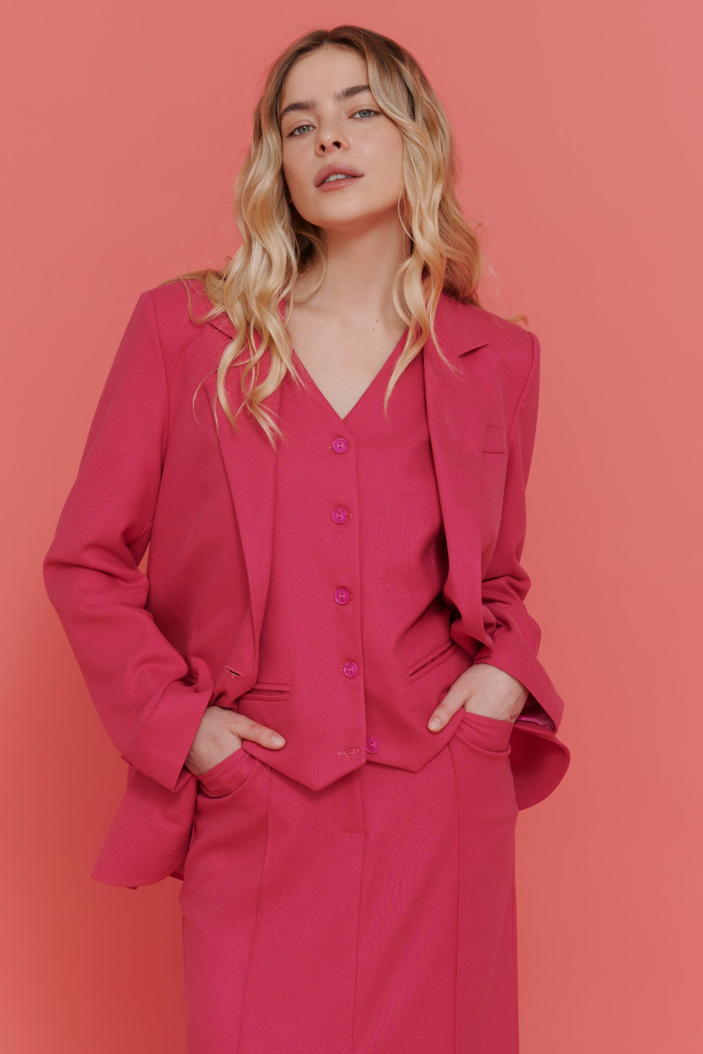Pink Vest with matching blazer – elegant co-ord set