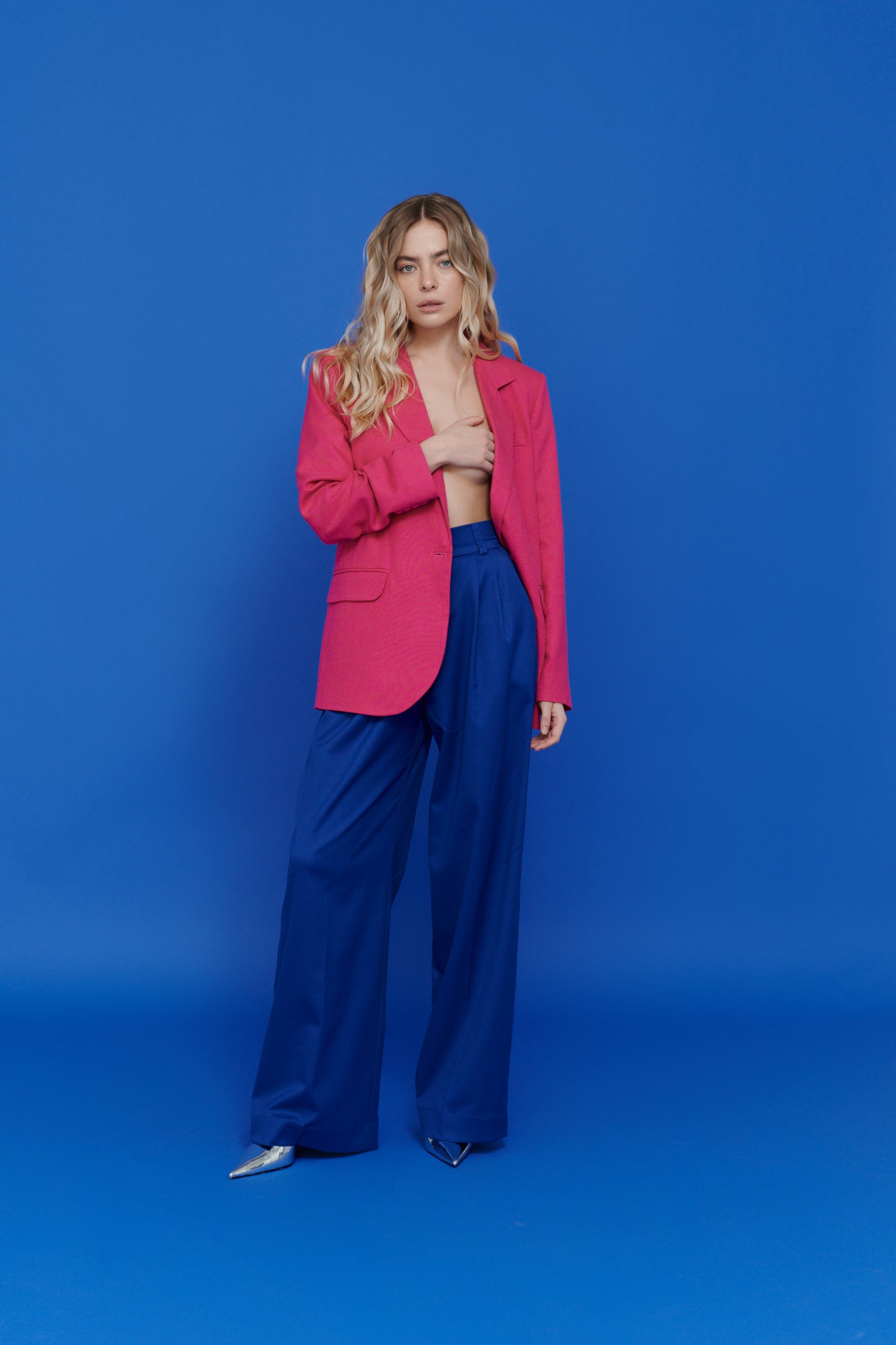 Electric Palazzo Pants – Women’s Wide-Leg High-Rise Suit Trousers