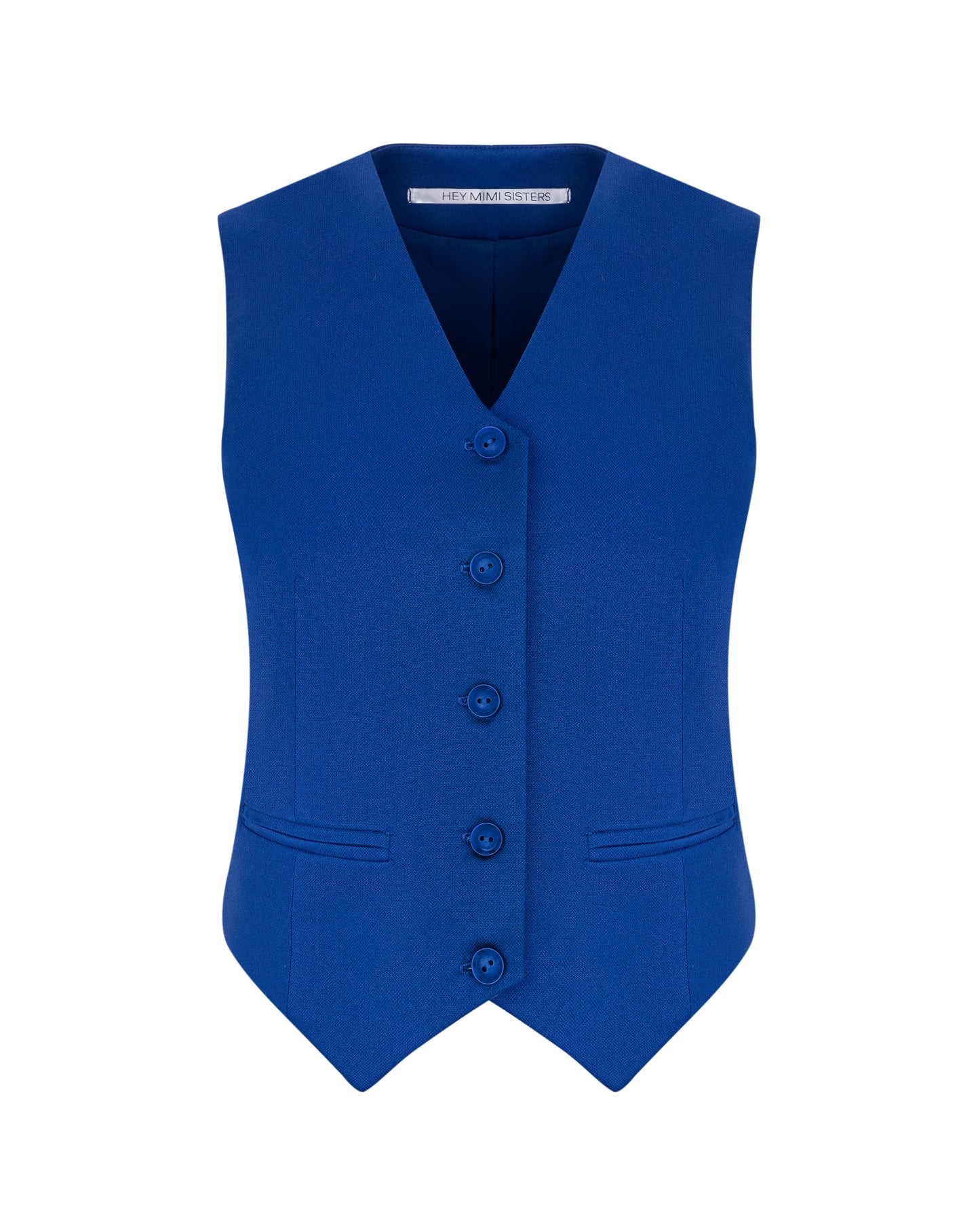 Electric Vest front view – tailored blue waistcoat