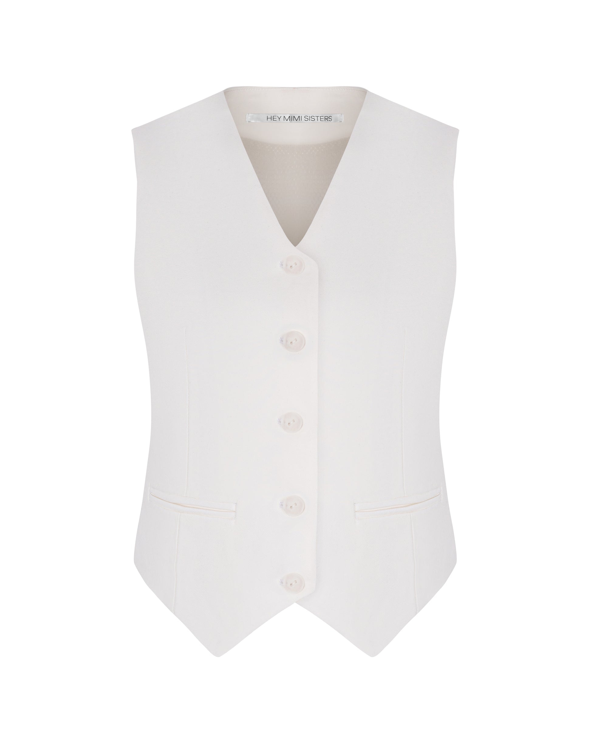 White vest for women – tailored waistcoat with V-neck