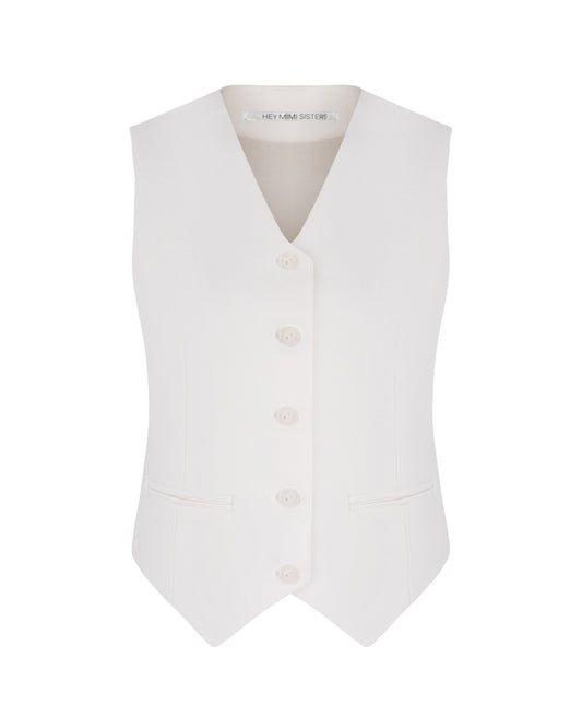 White vest for women – tailored waistcoat with V-neck