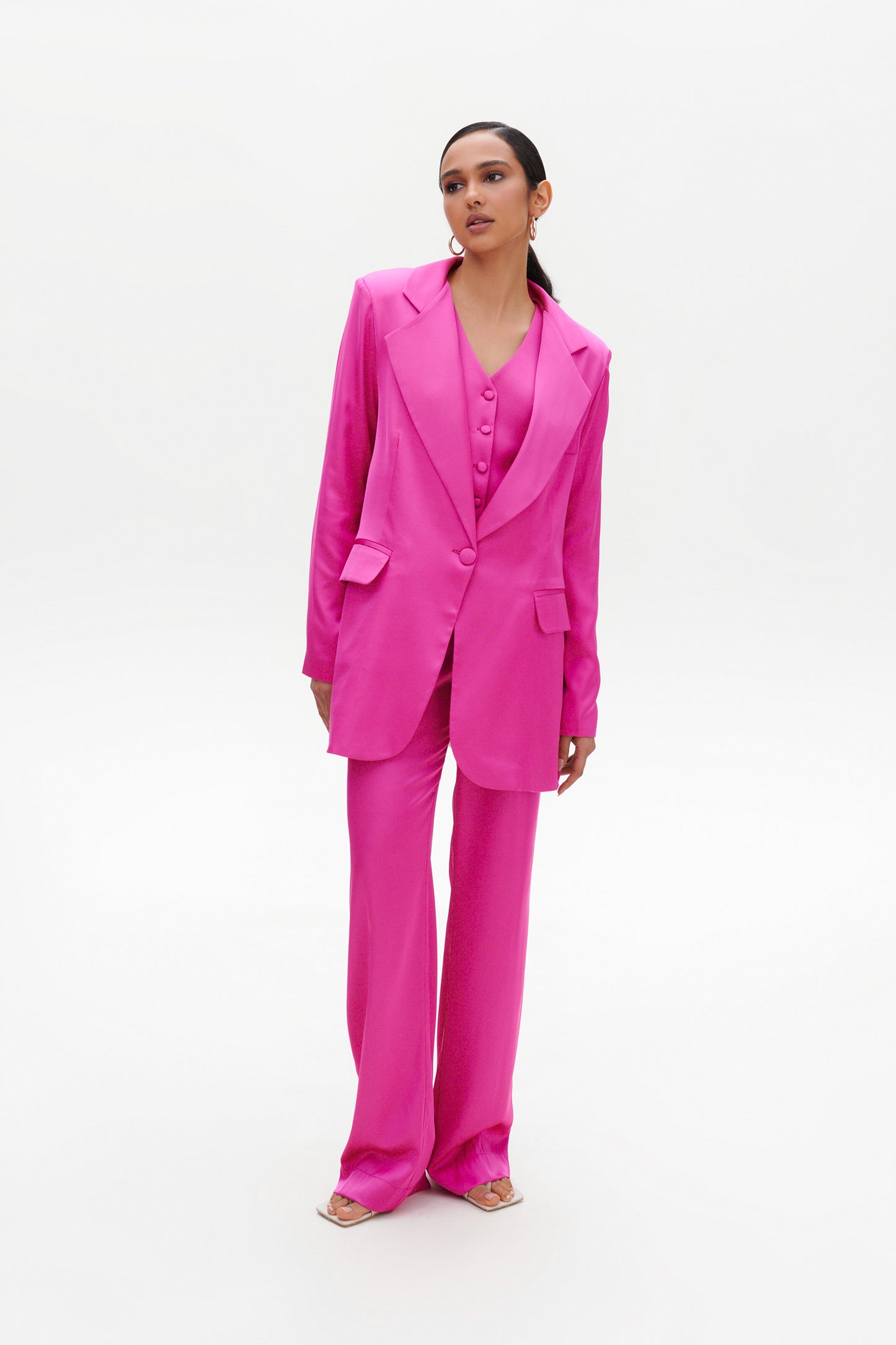 Fuchsia satin pants