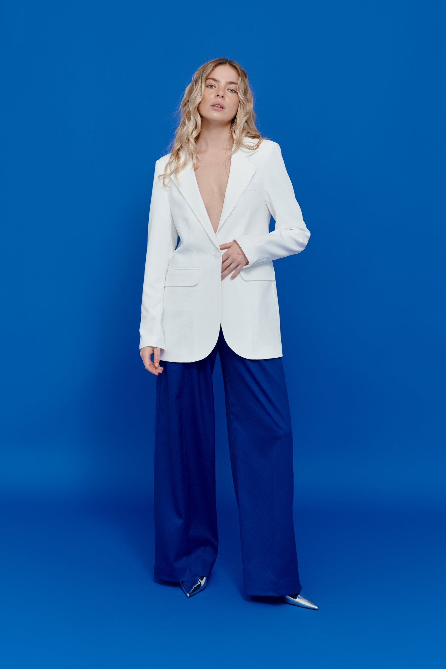 Electric Palazzo Pants front view – wide leg high rise