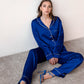 Dark blue satin pajamas
