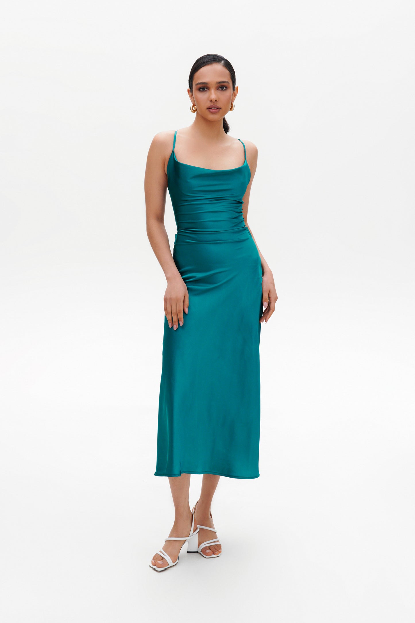 Emerald slip midi dress