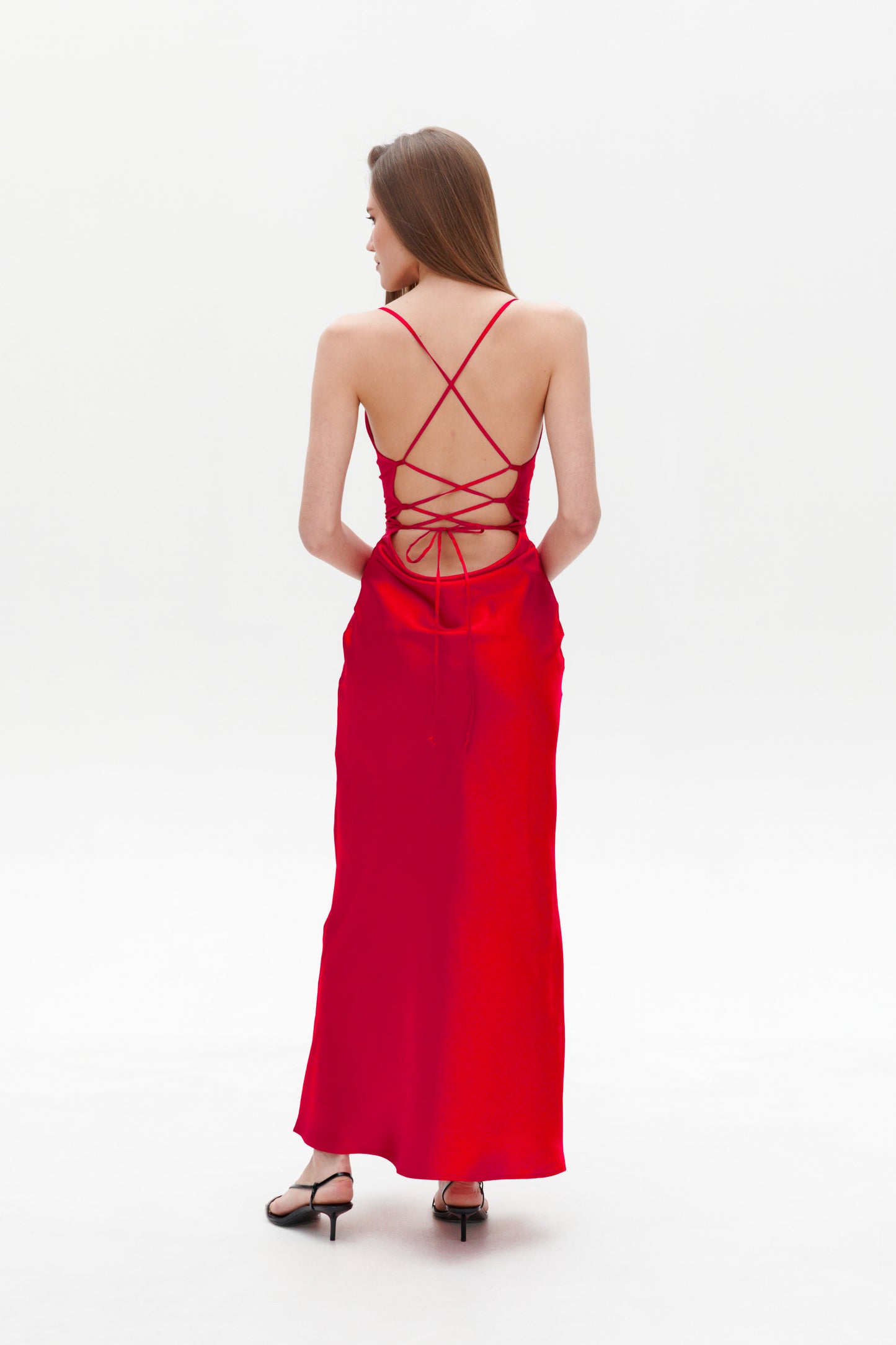 Satin red dress