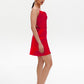Red satin mini dress