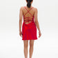 Backless red slip dress