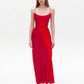 Red silk slip dress
