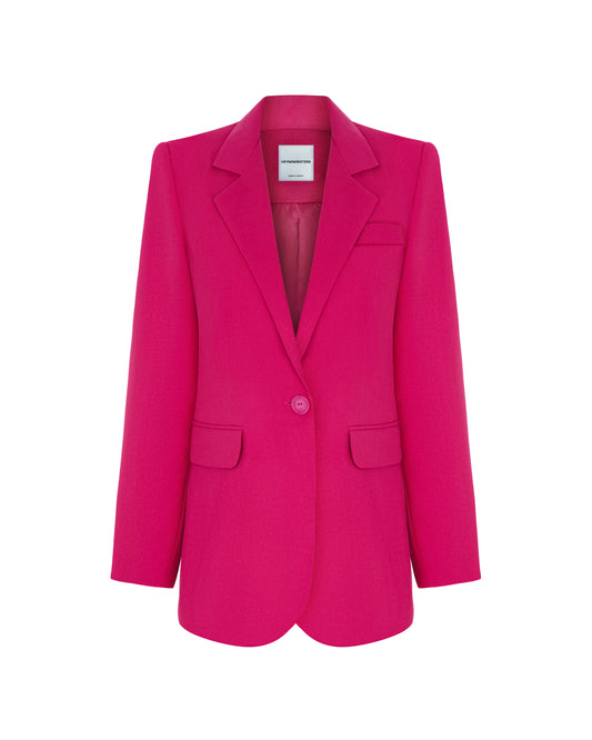 Pink Blazer front view – women’s oversized suit jacket