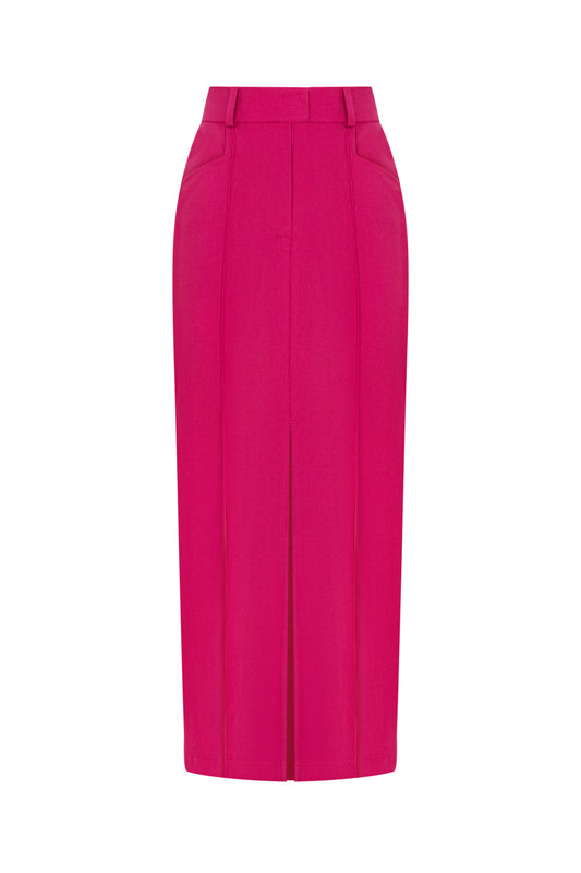 Pink Skirt front view – women’s high rise suit skirt