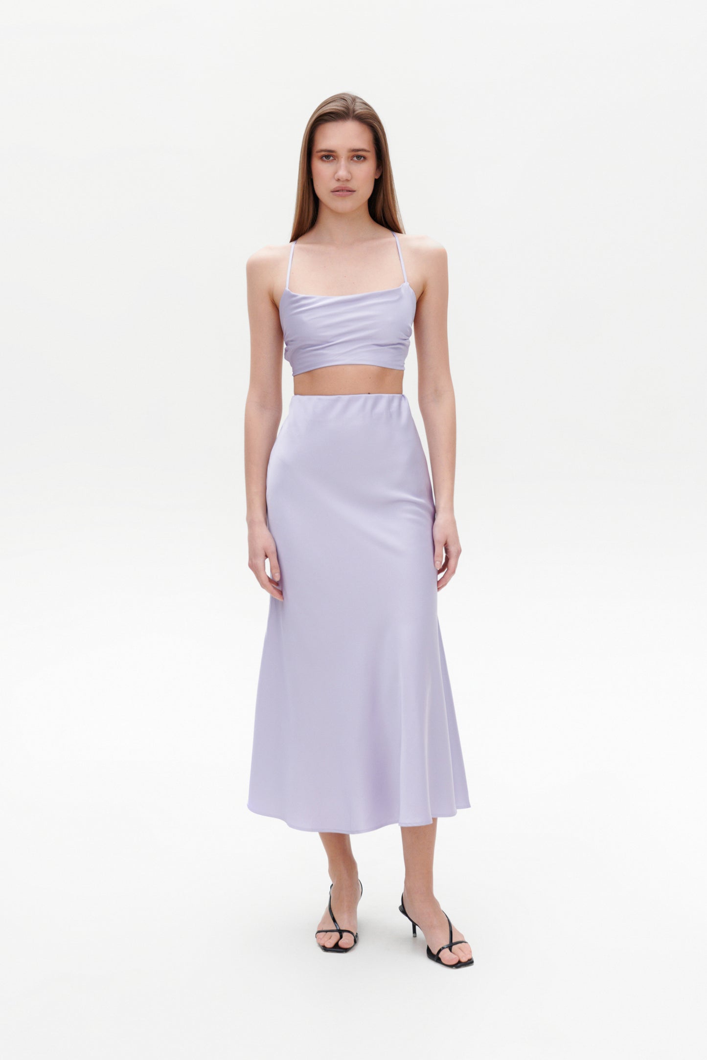 Lilac satin skirt