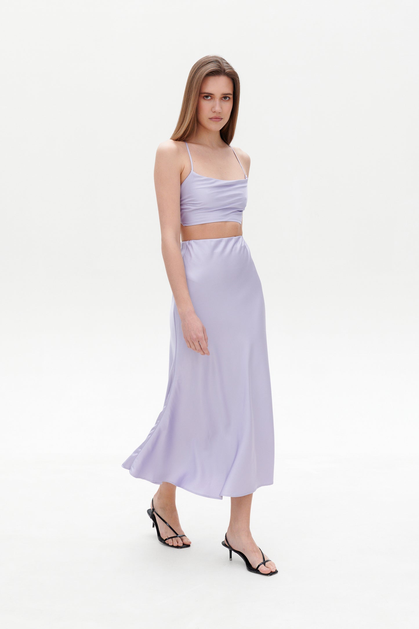 Lilac satin skirt