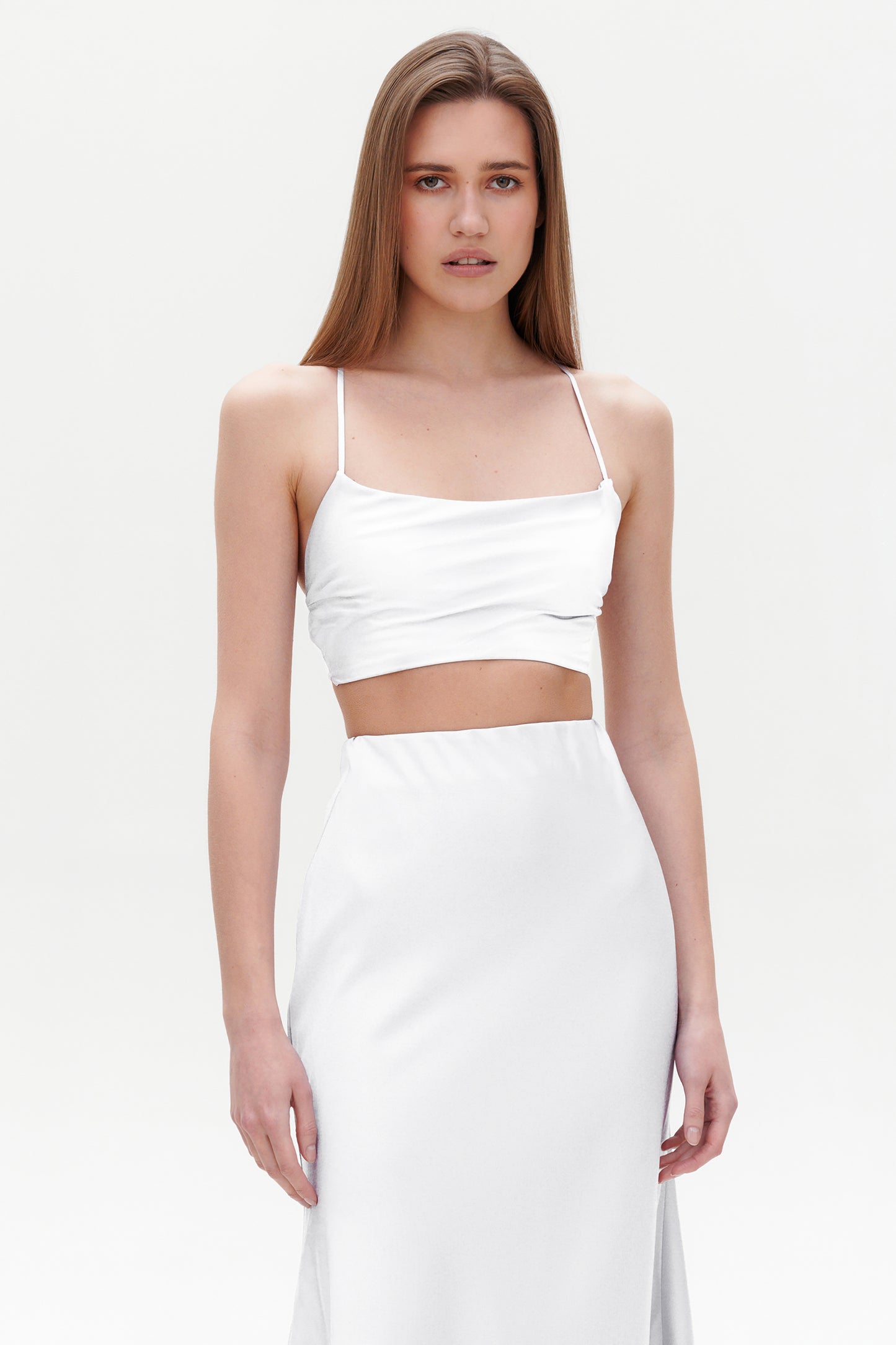 White satin skirt