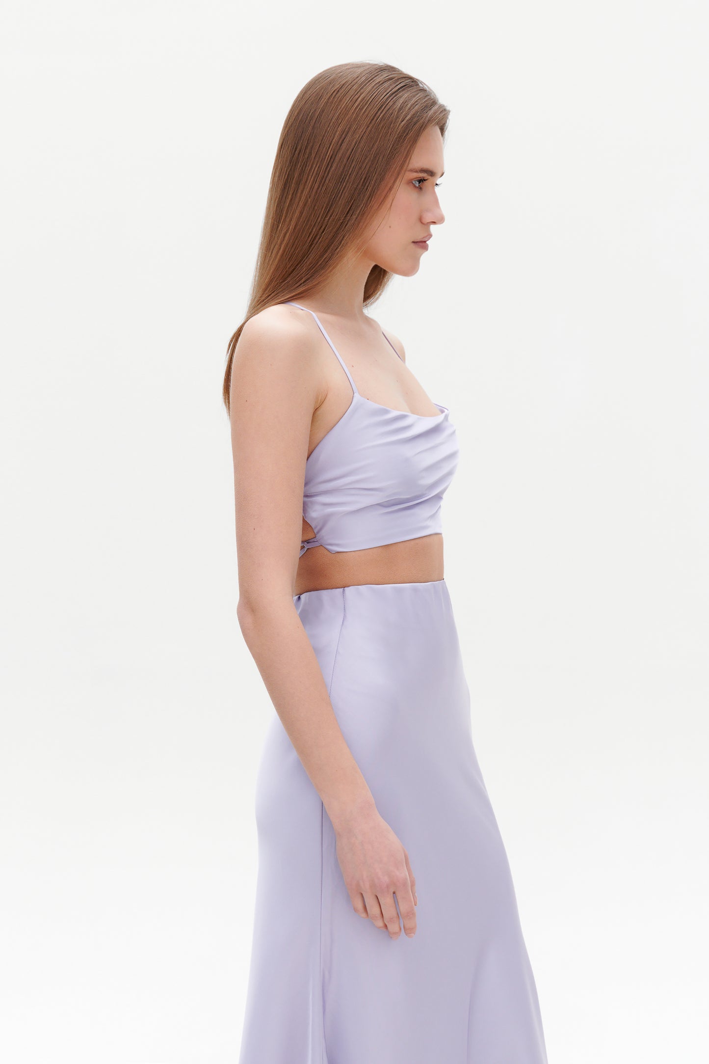 Lilac satin skirt