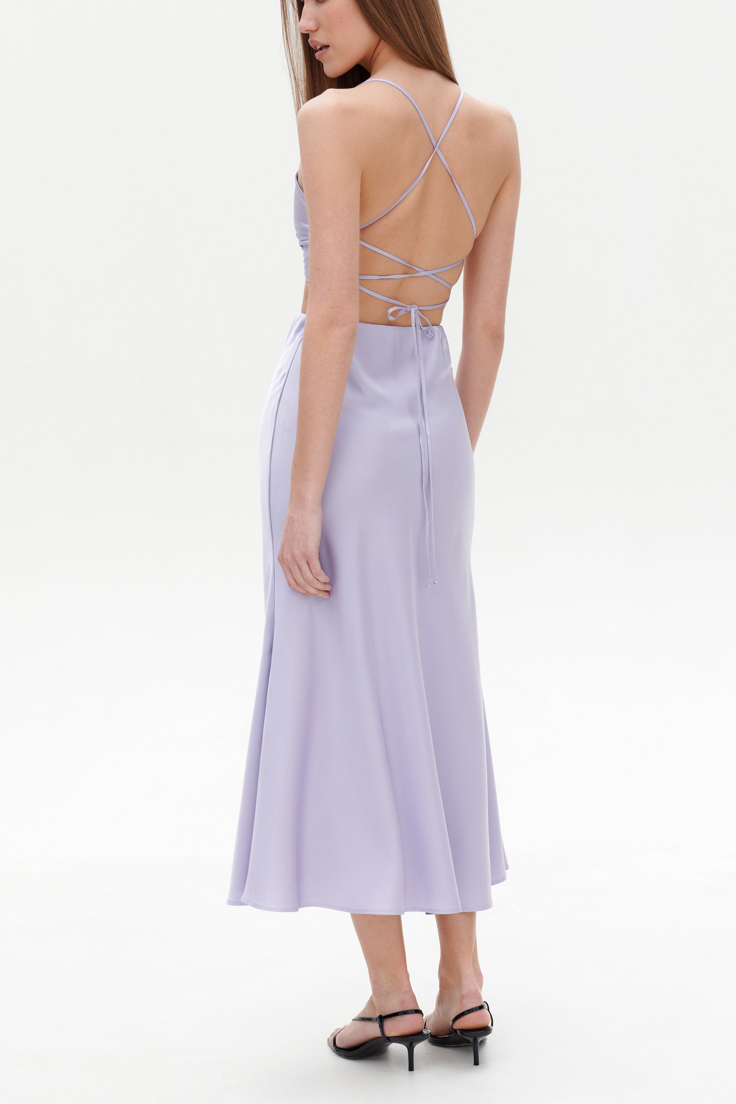 Lilac satin skirt