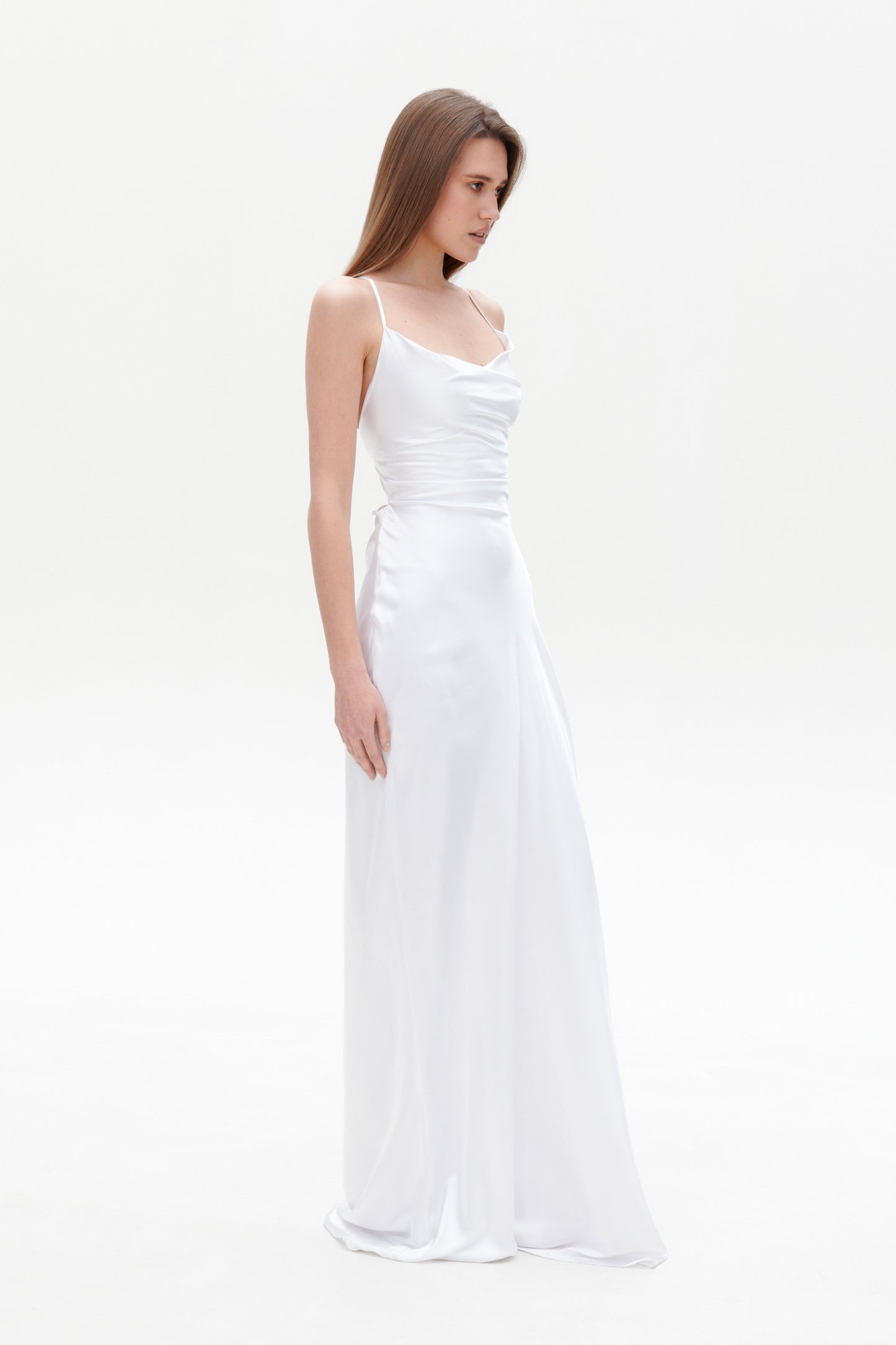 White Slip Maxi Dress – Elegant Satin White Long Dress for Women