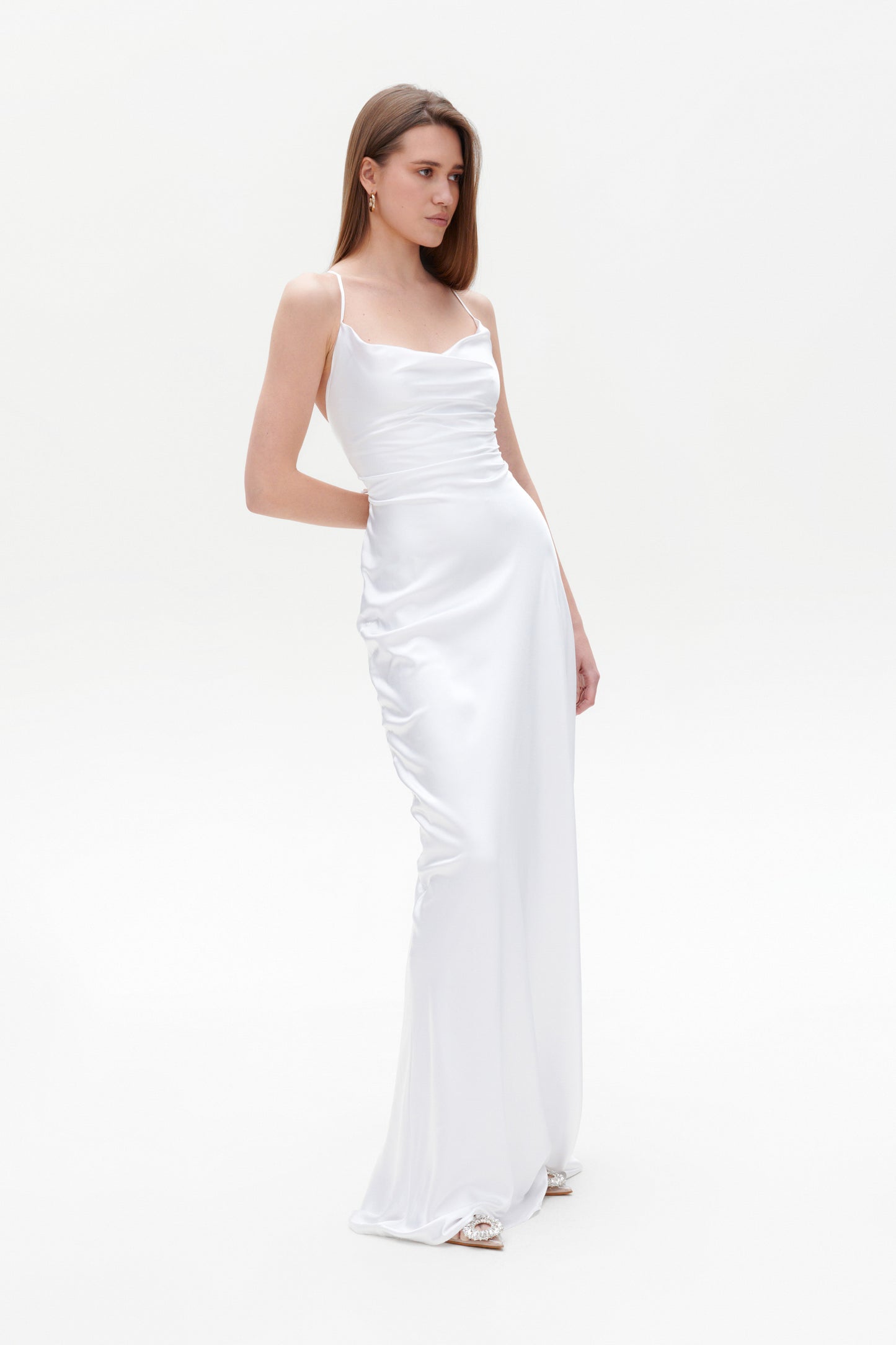 White slip maxi dress