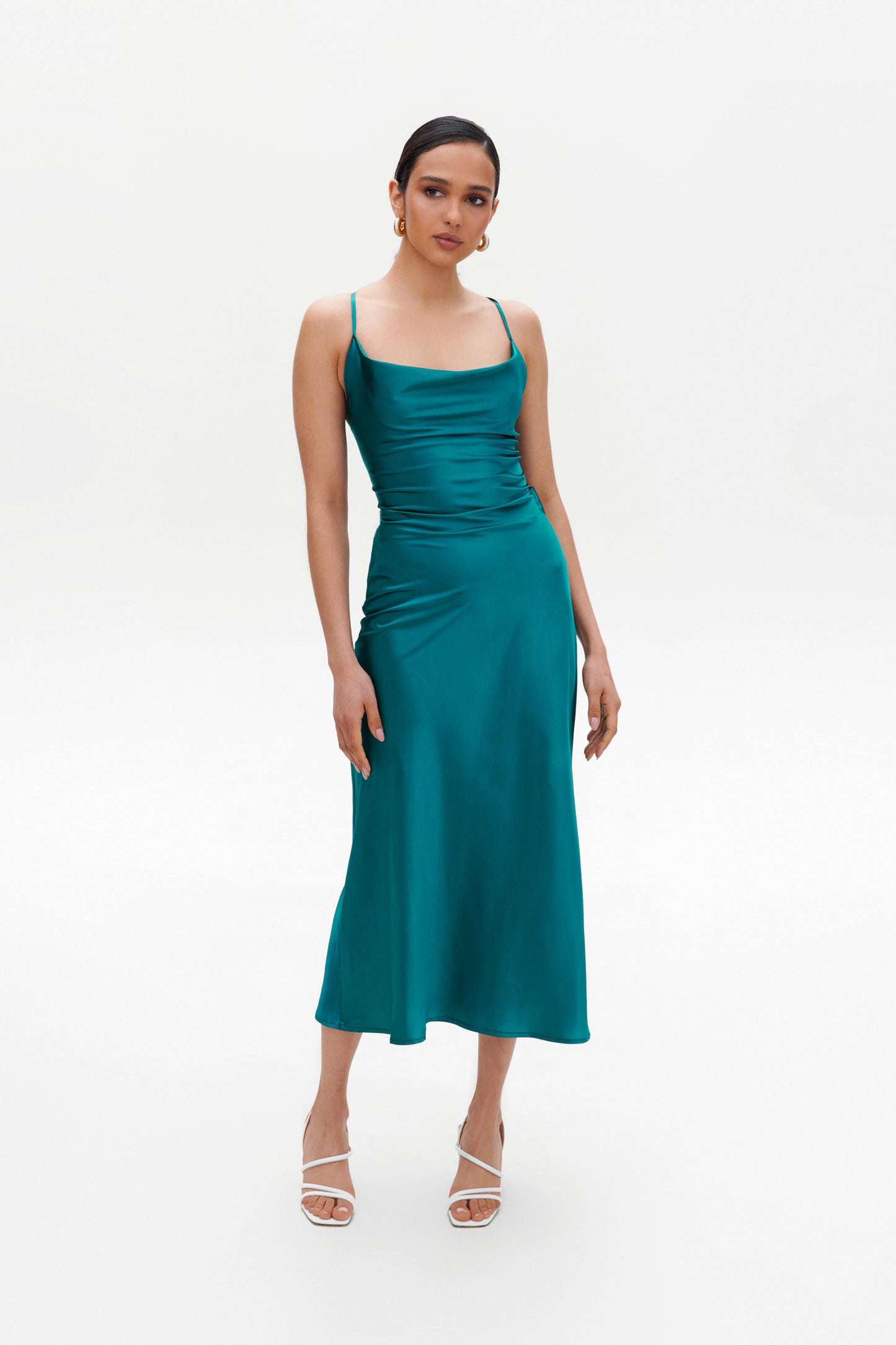 Emerald slip midi dress