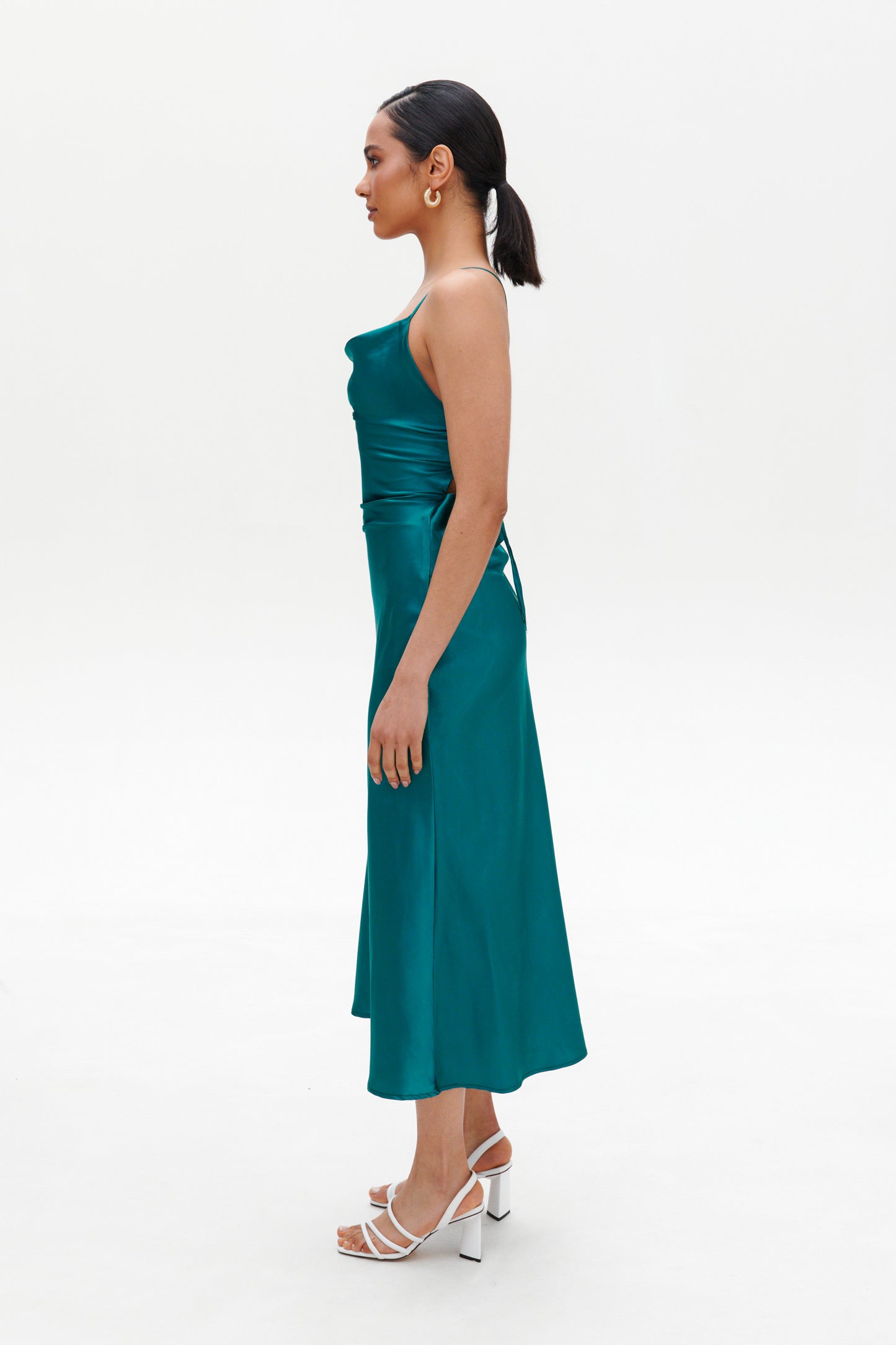 Emerald slip midi dress