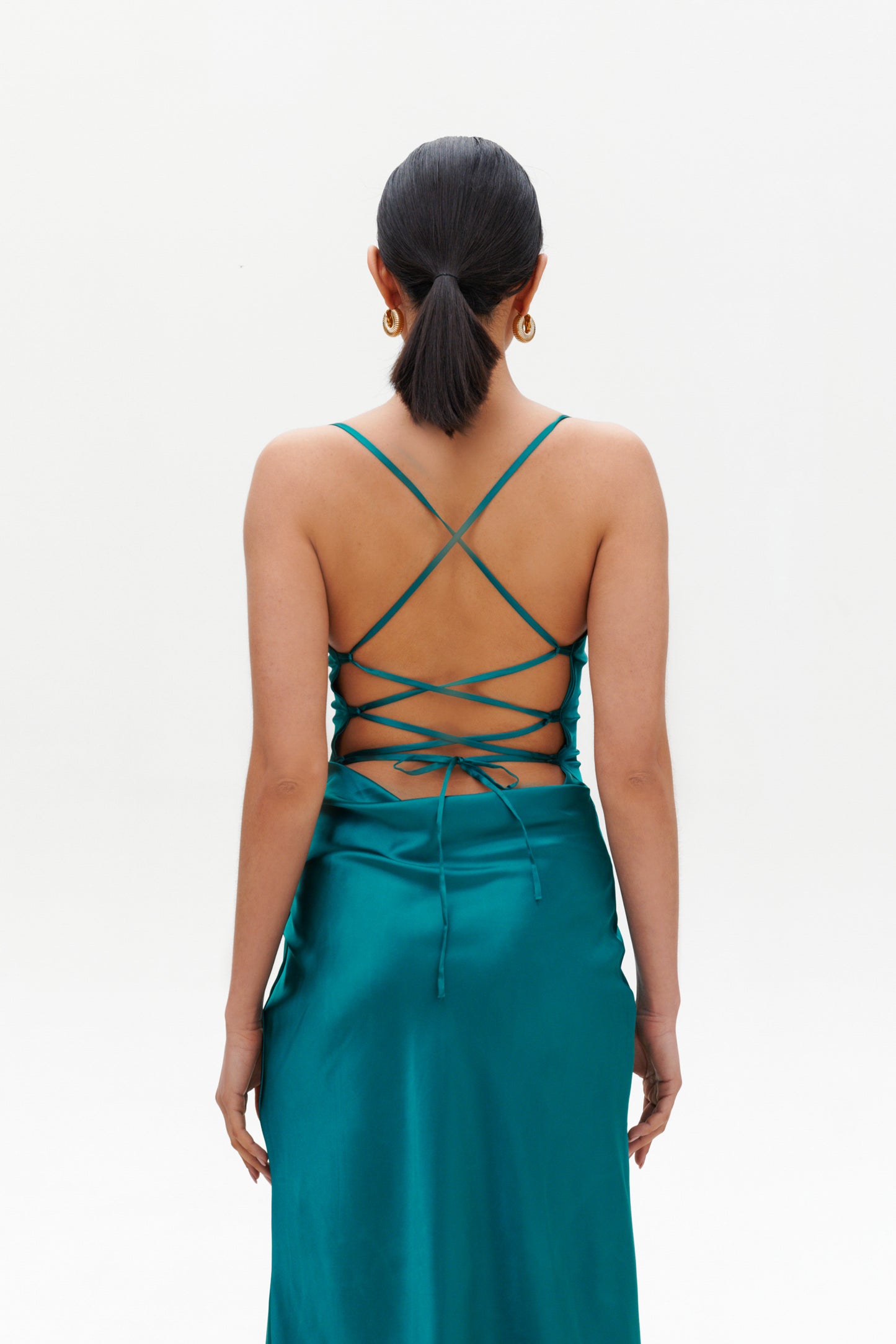 Emerald slip midi dress