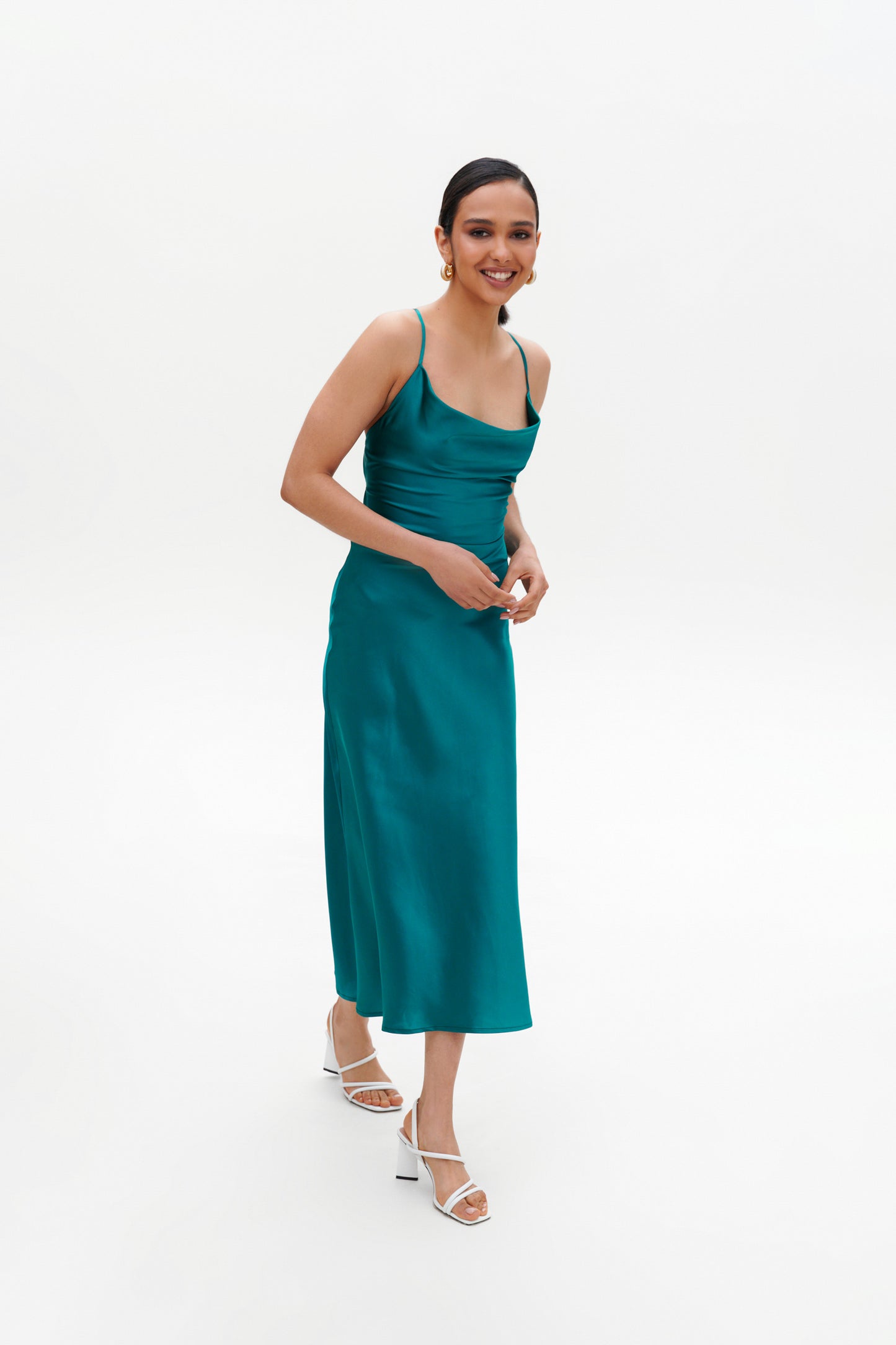 Emerald slip midi dress