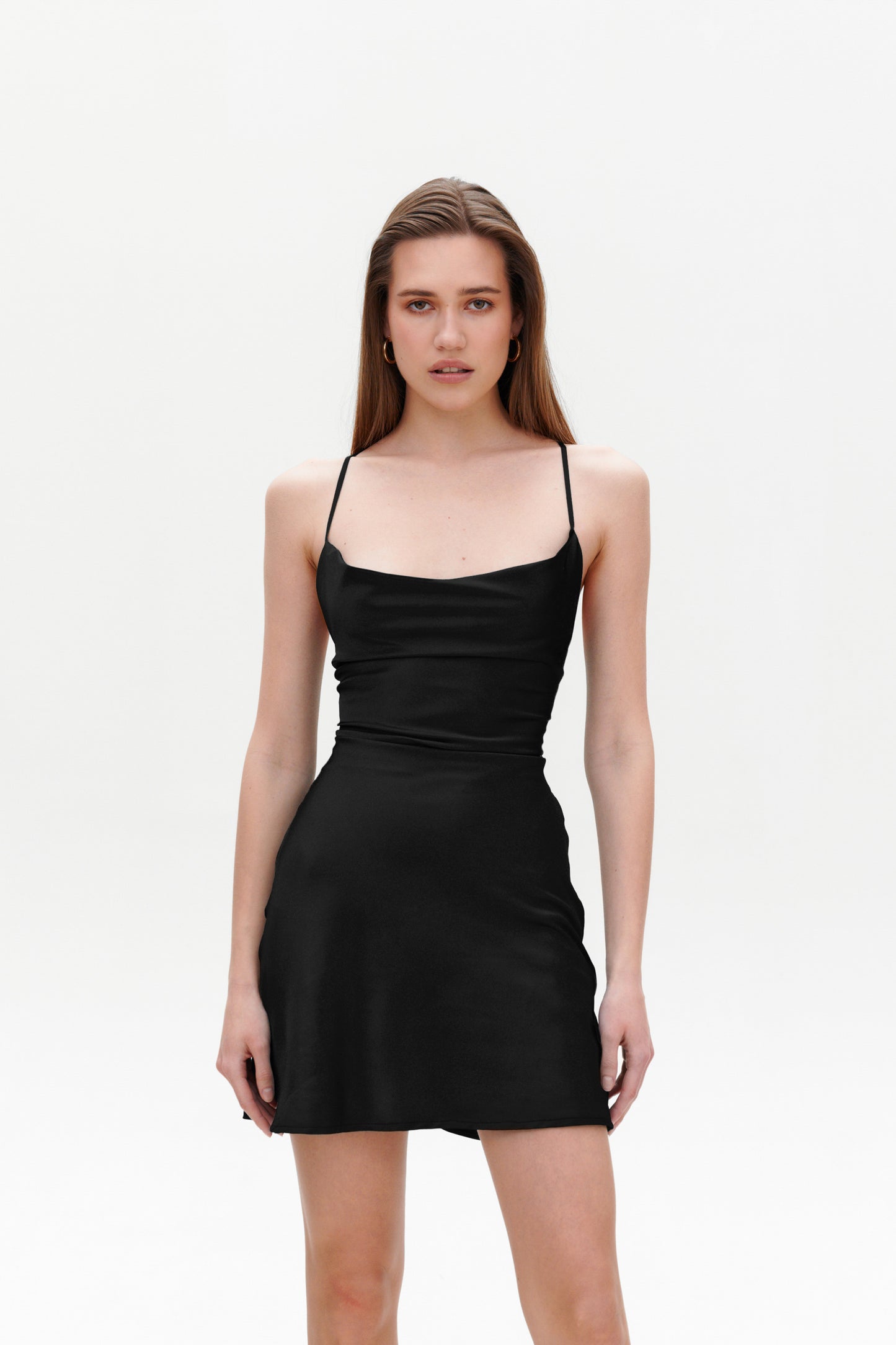 Black slip mini dress