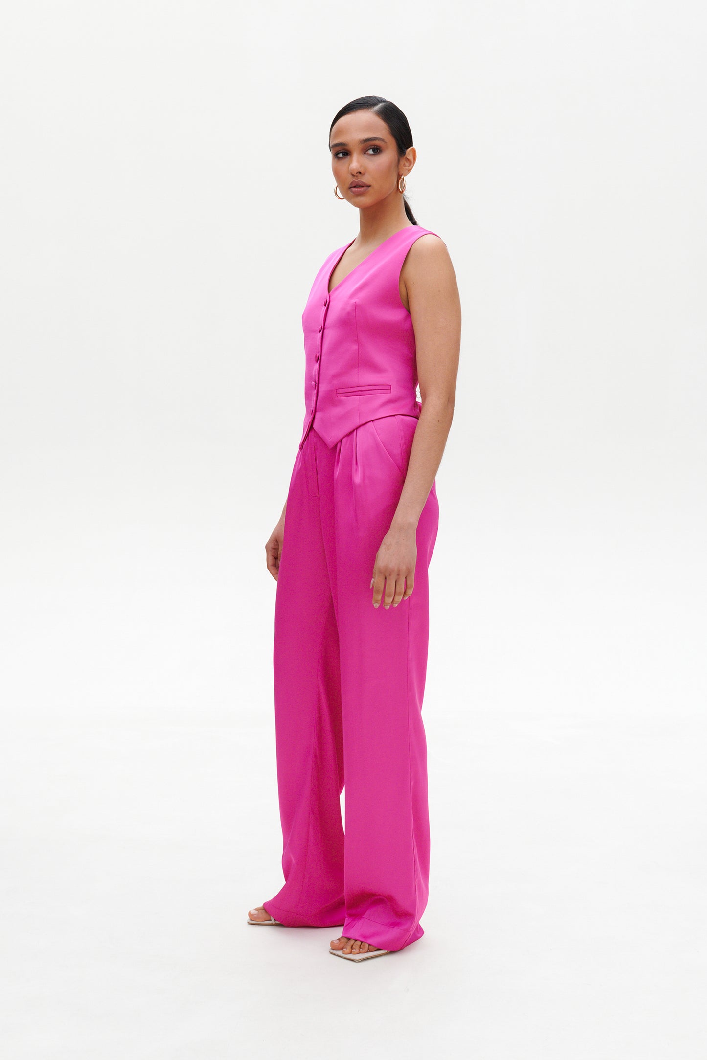 Fuchsia satin pants