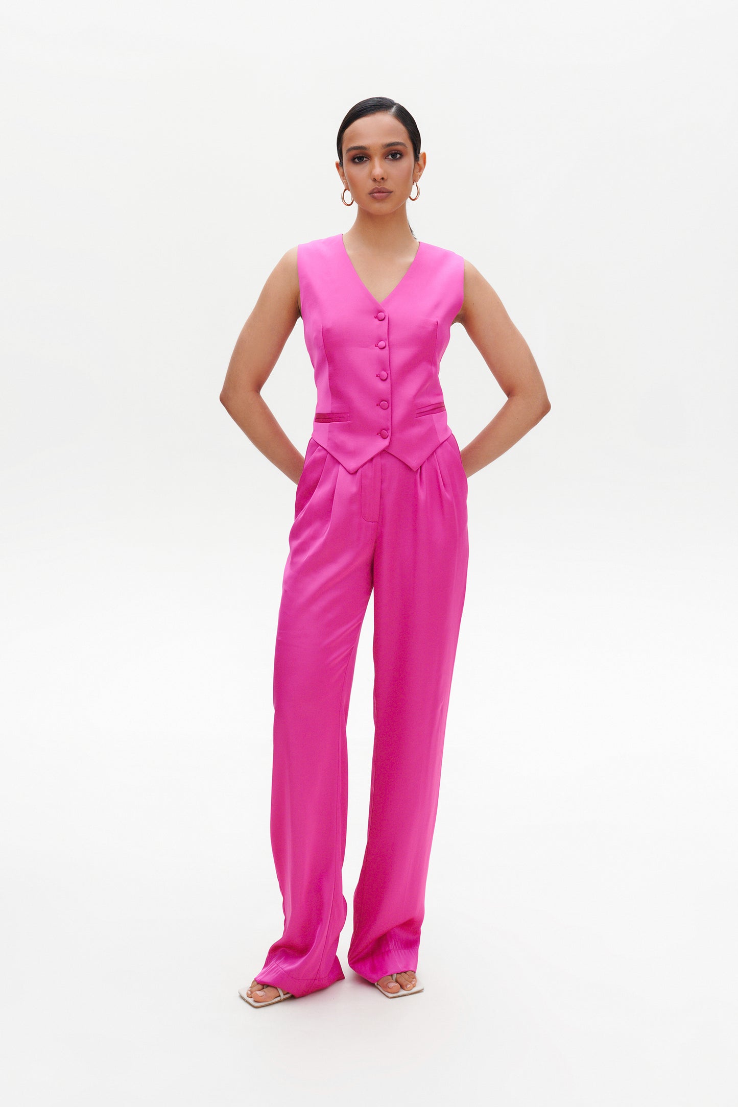 Fuchsia satin pants