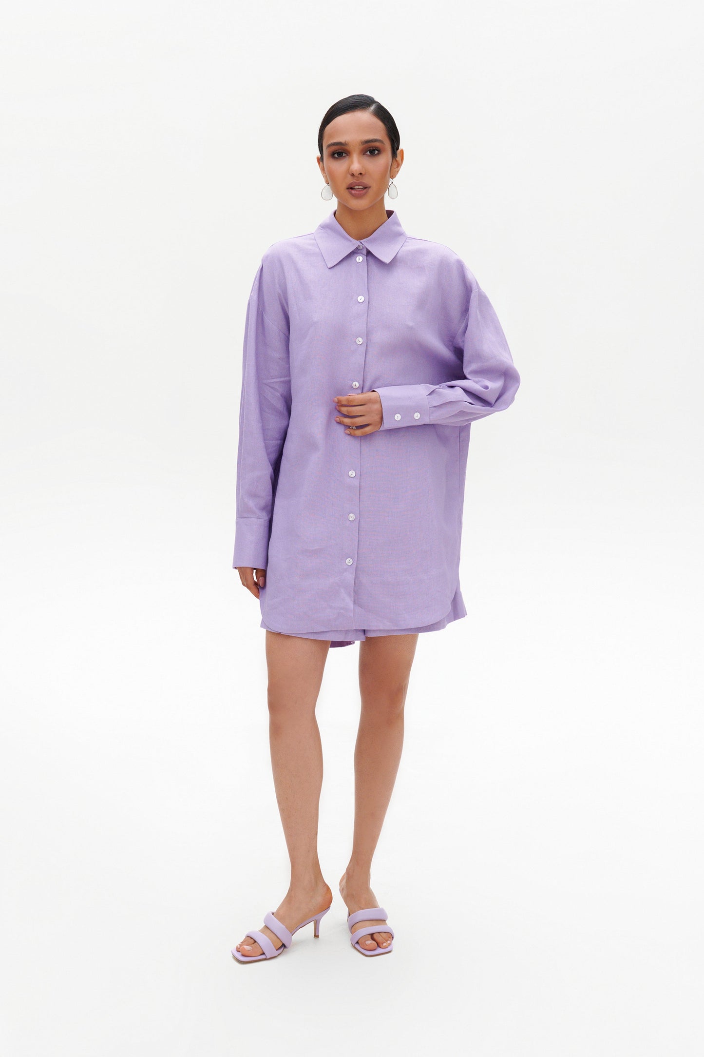 Lavender linen shorts