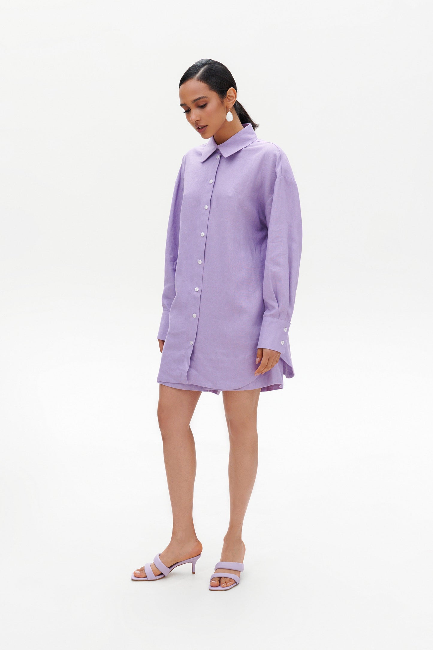 Lavender linen shorts