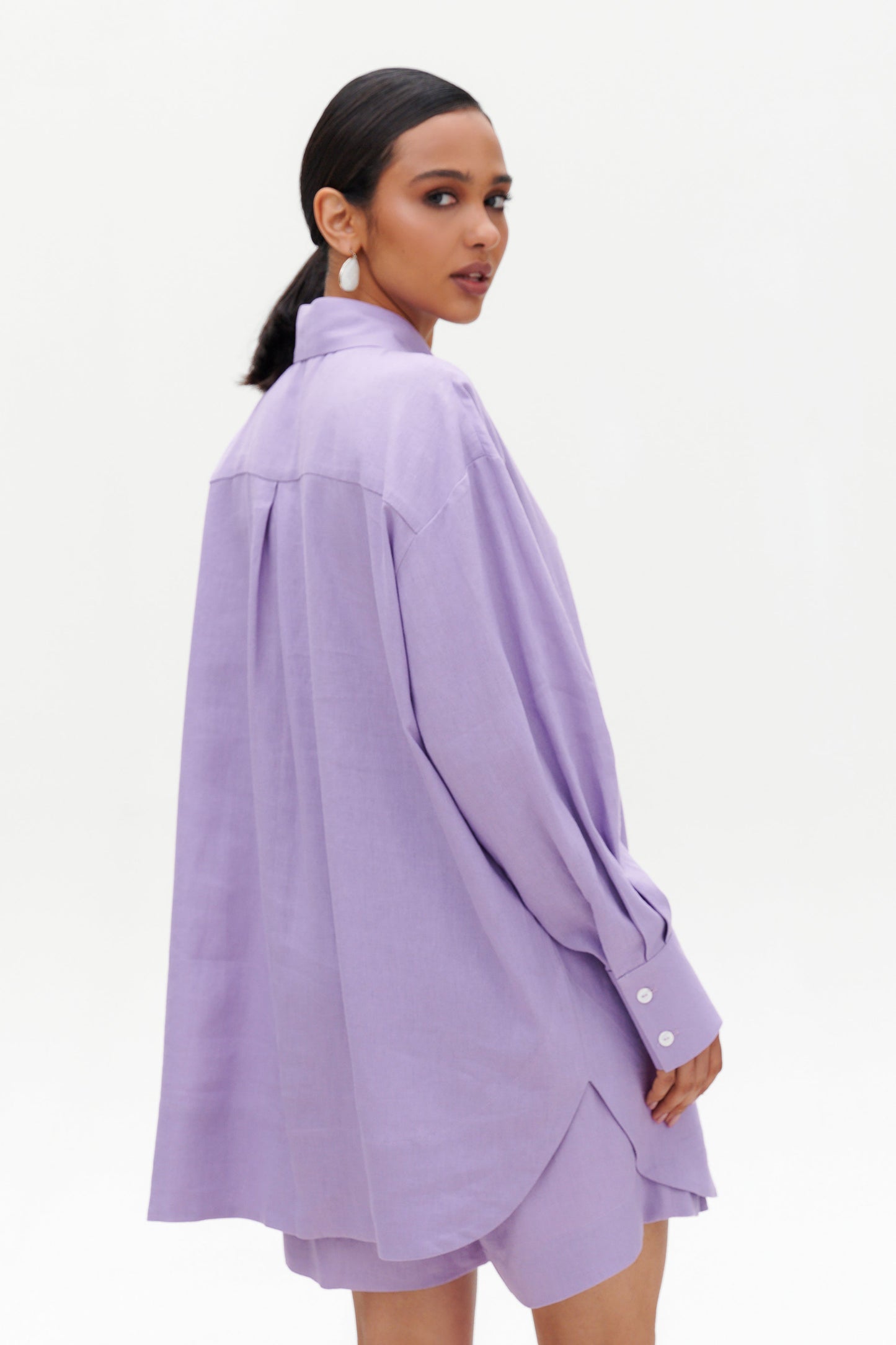 Lavender linen shorts
