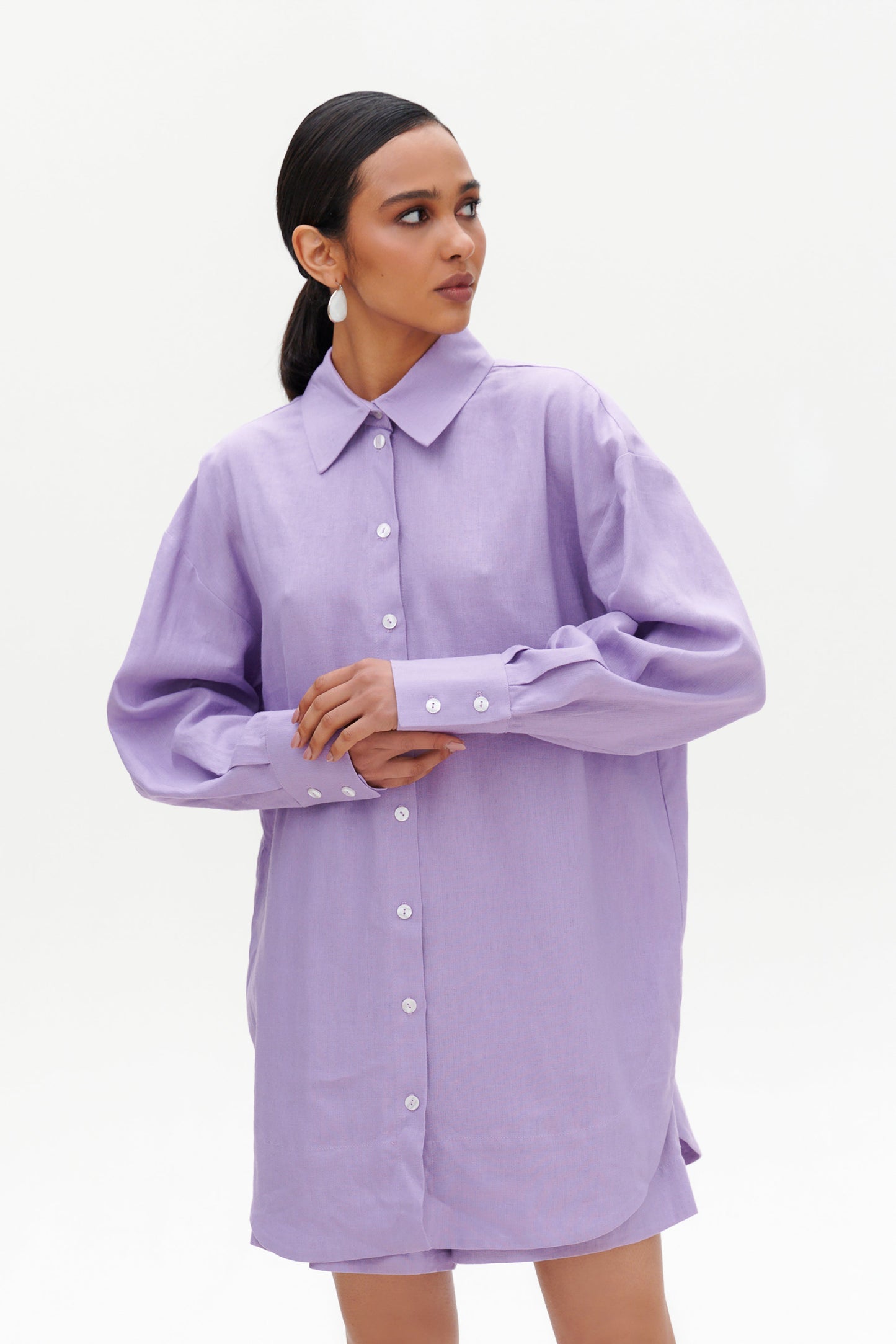 Lavender linen shorts