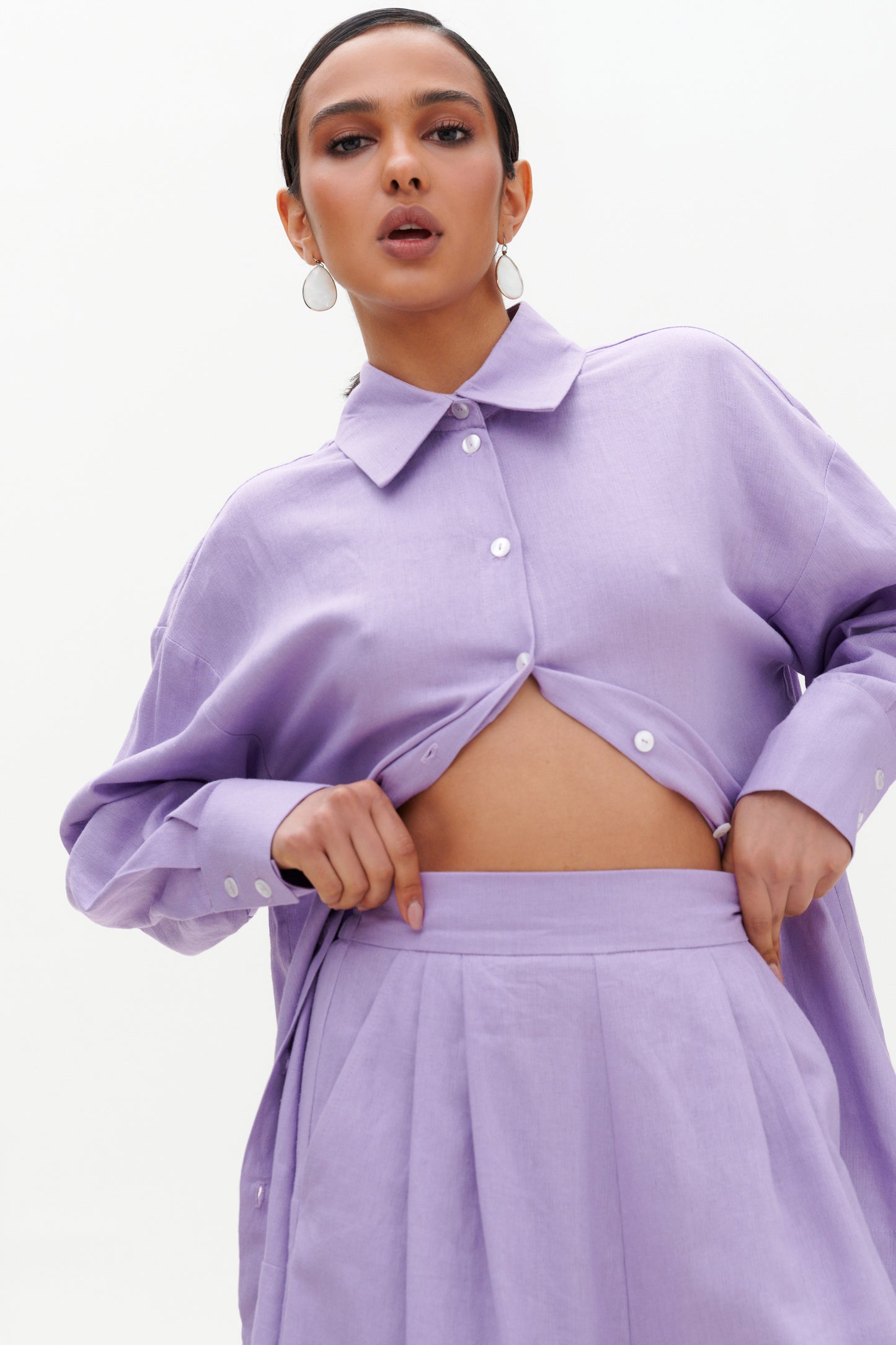 Lavender linen shorts