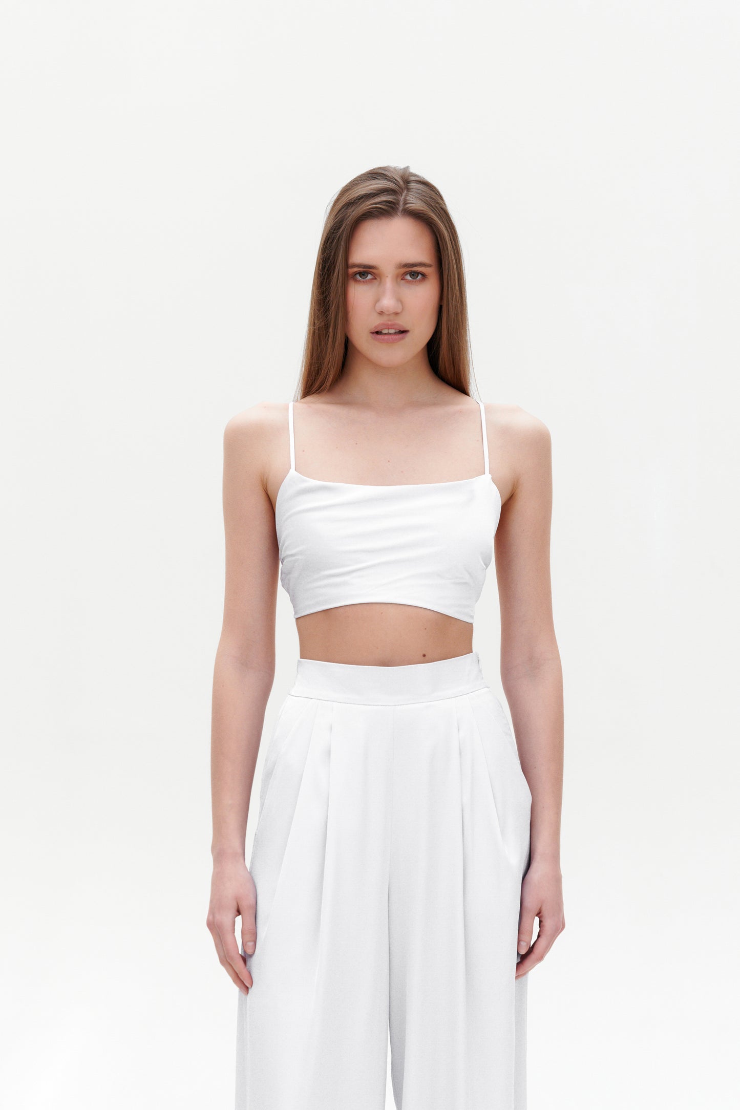 White Satin Palazzo Pants – High Rise Wide Leg Trousers