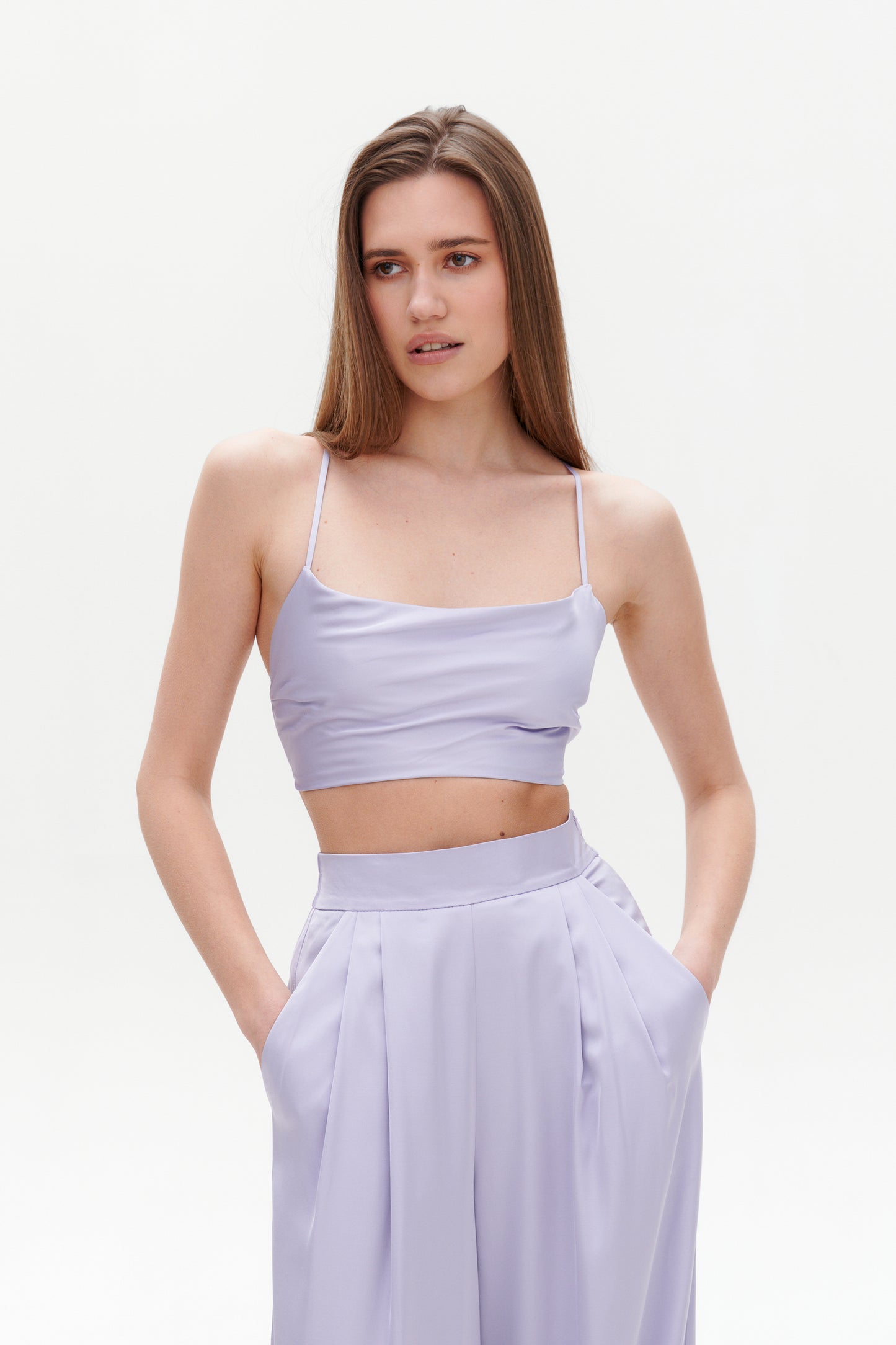 Lilac satin pants